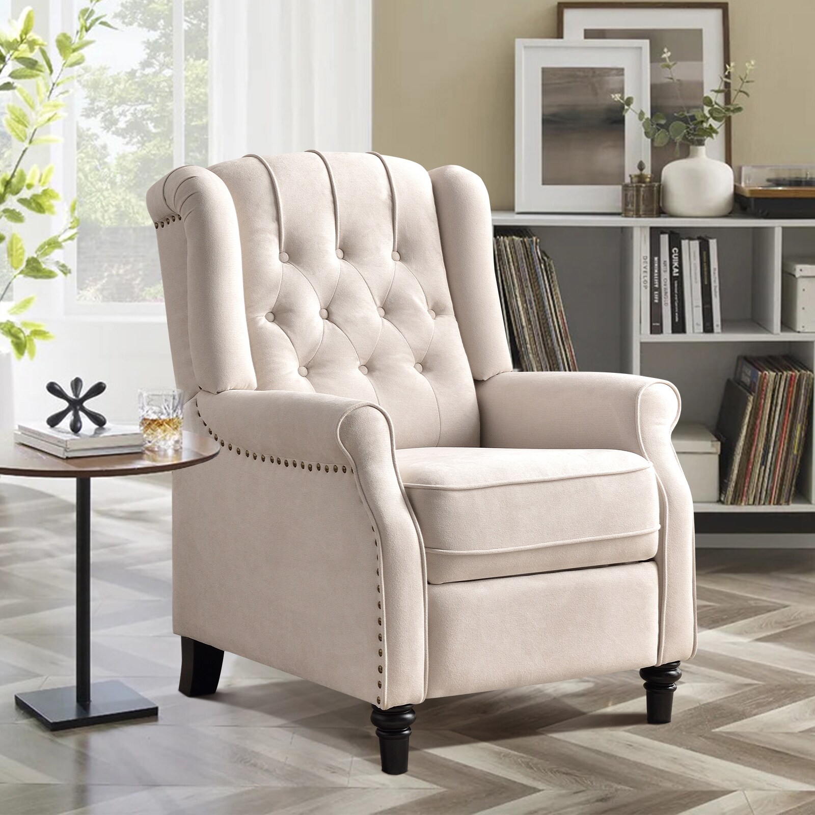 Canmov CP6567B001 Beige Chenille Recliner in the Recliners department ...