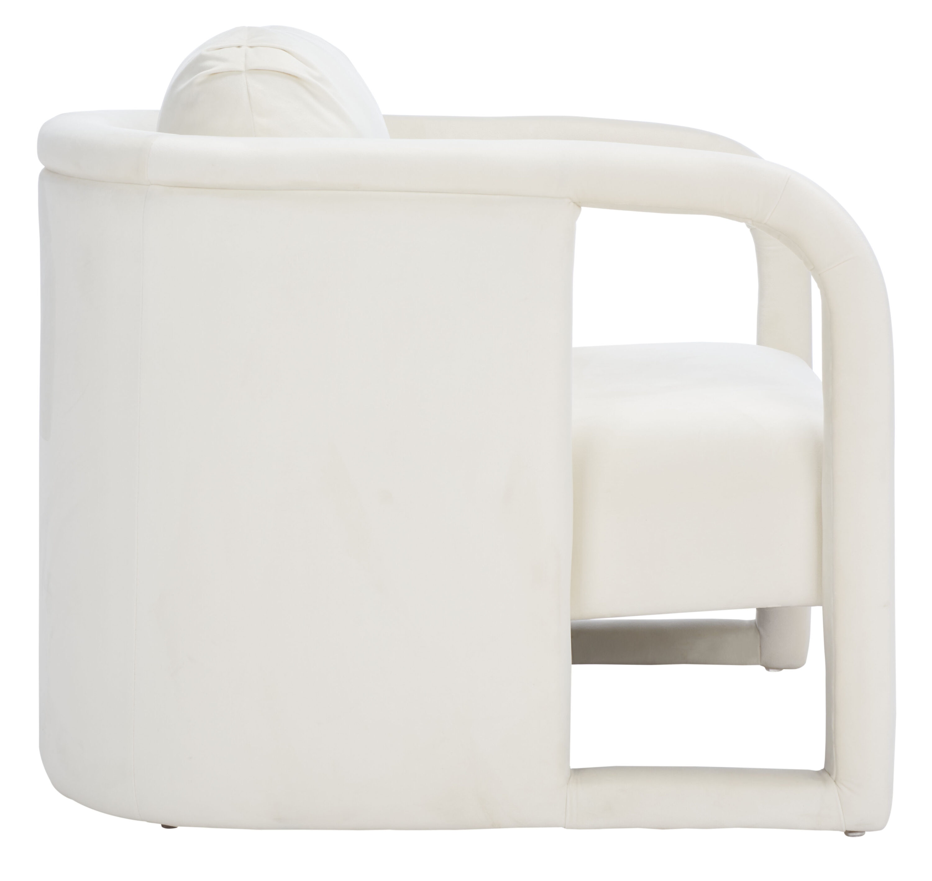 Sasha Cream Velvet Wood Accent Chair with Cut-Out Arms