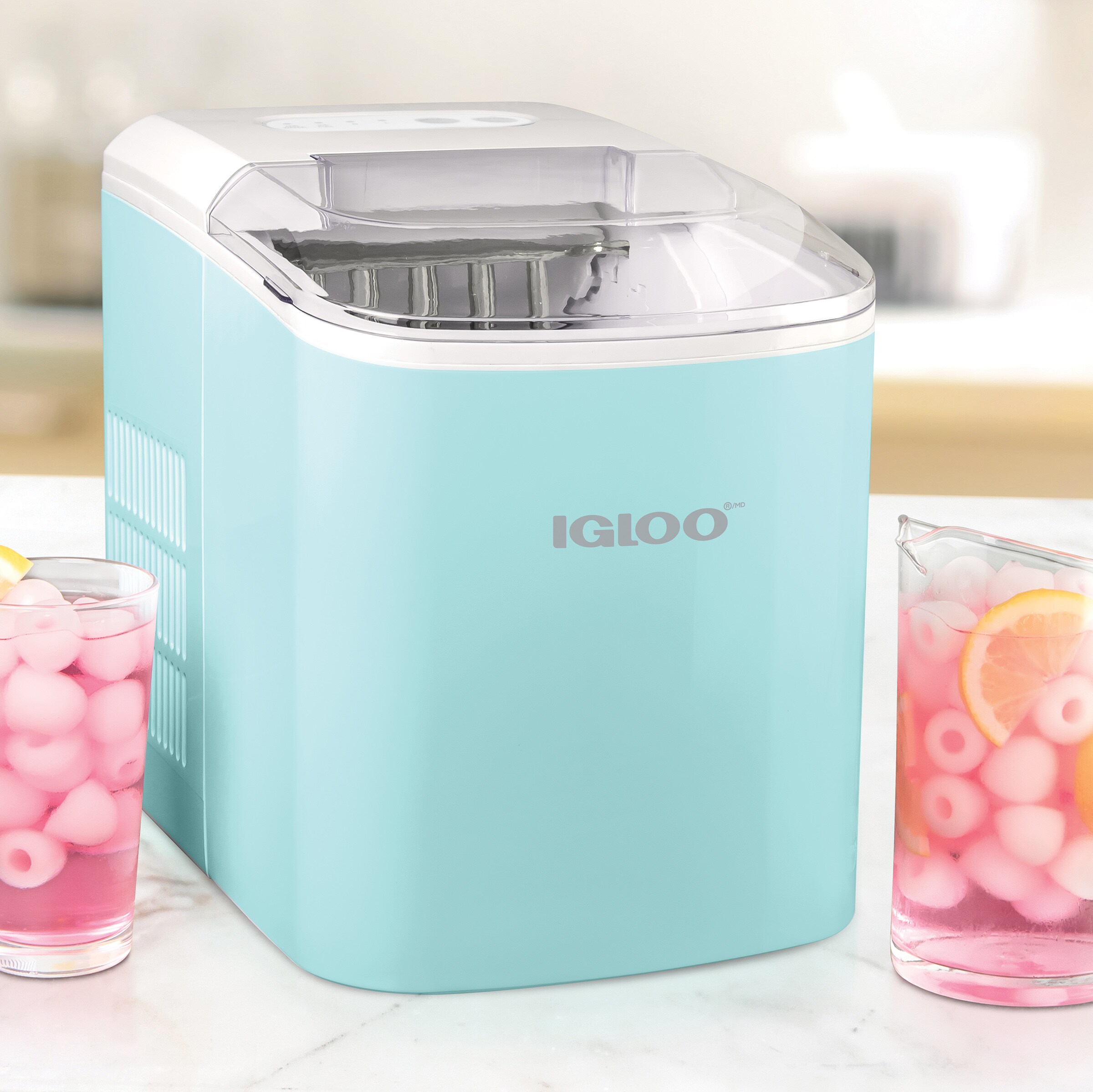 Igloo 26-lb Flip-up Door Countertop Cubed Ice Maker (Stainless Steel) in  the Ice Makers department at