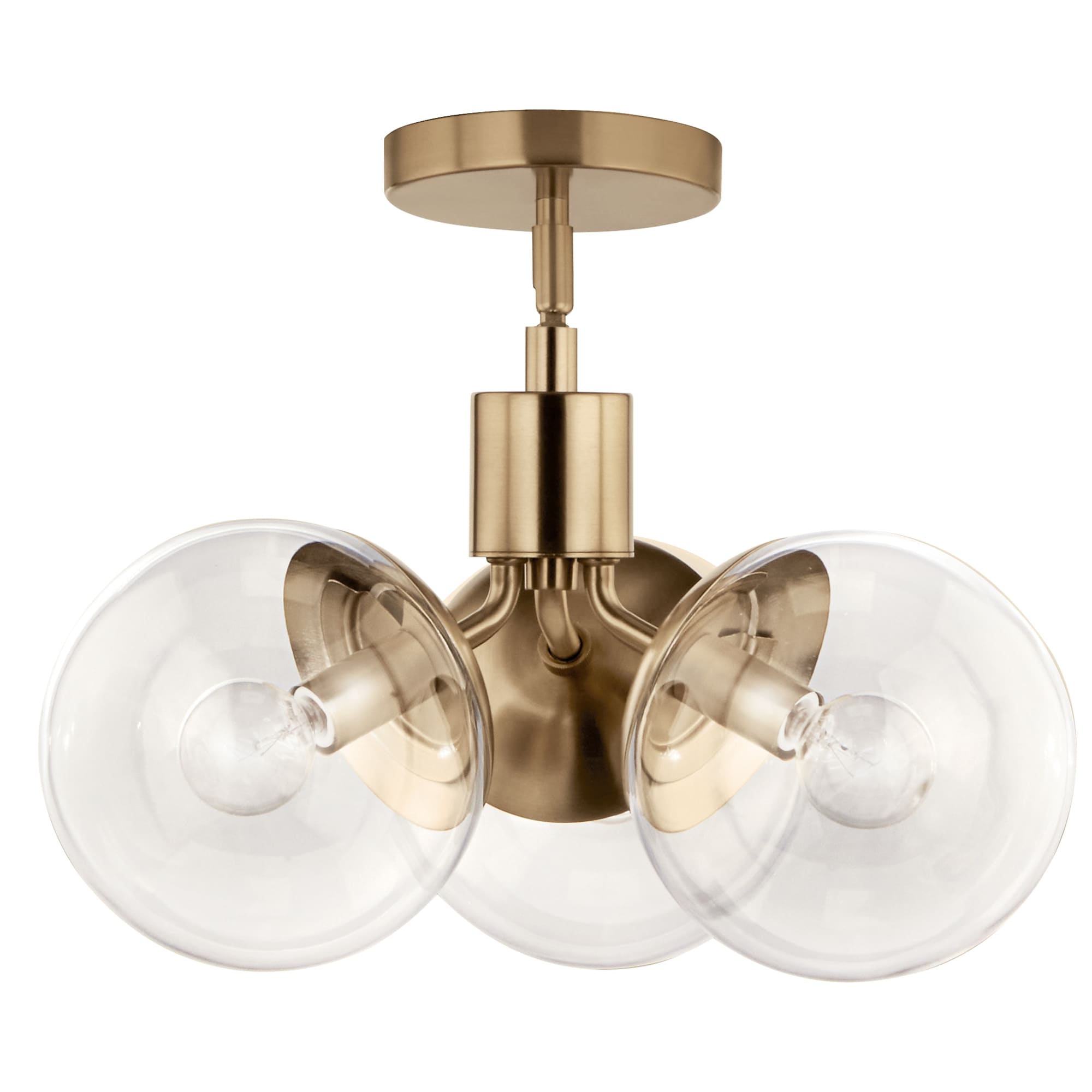 Champagne Bronze 3-Light Sputnik Chandelier with Clear Glass Shades