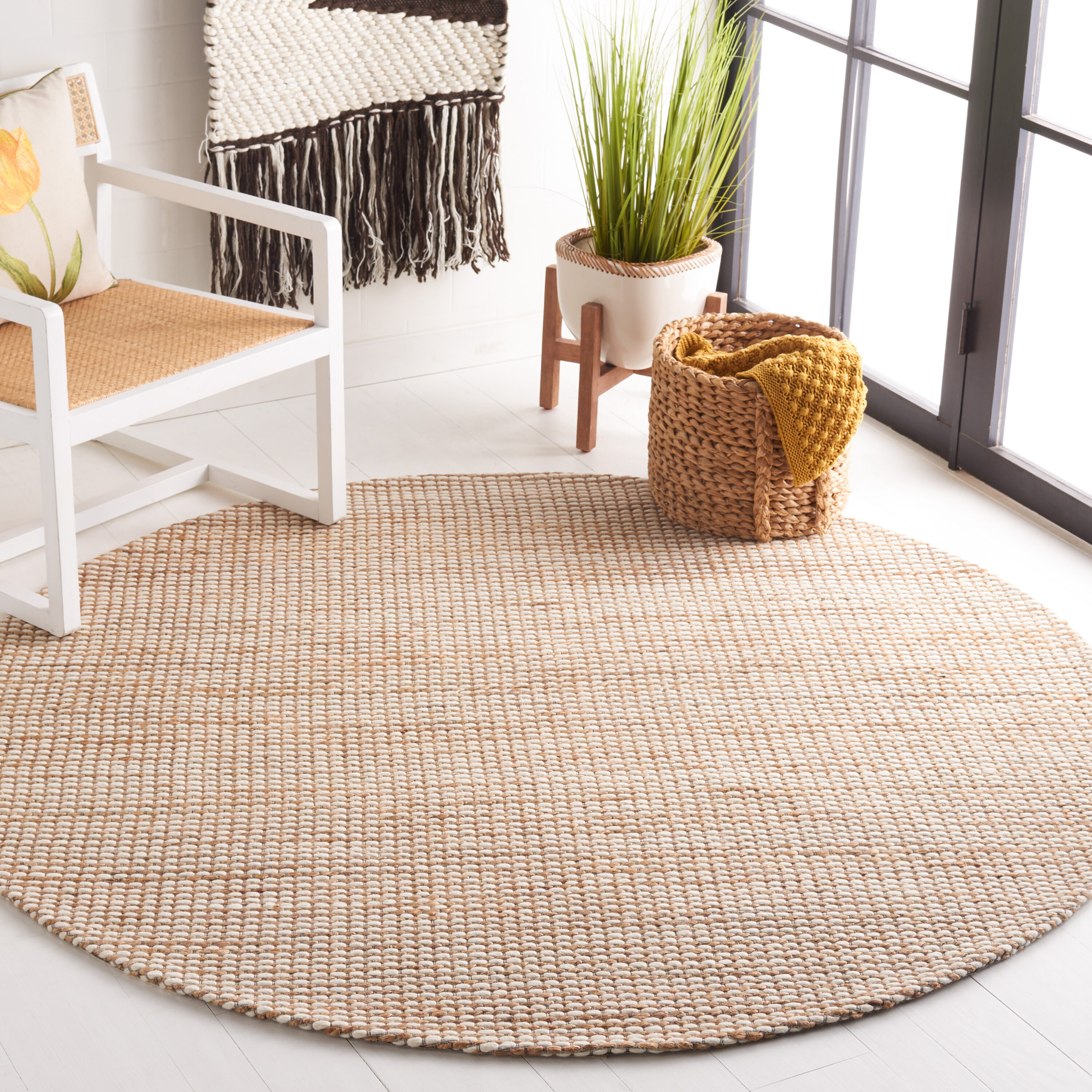  Natural Fiber 553 Natural/Ivory Contemporary 6ft x 6ft Round Rug