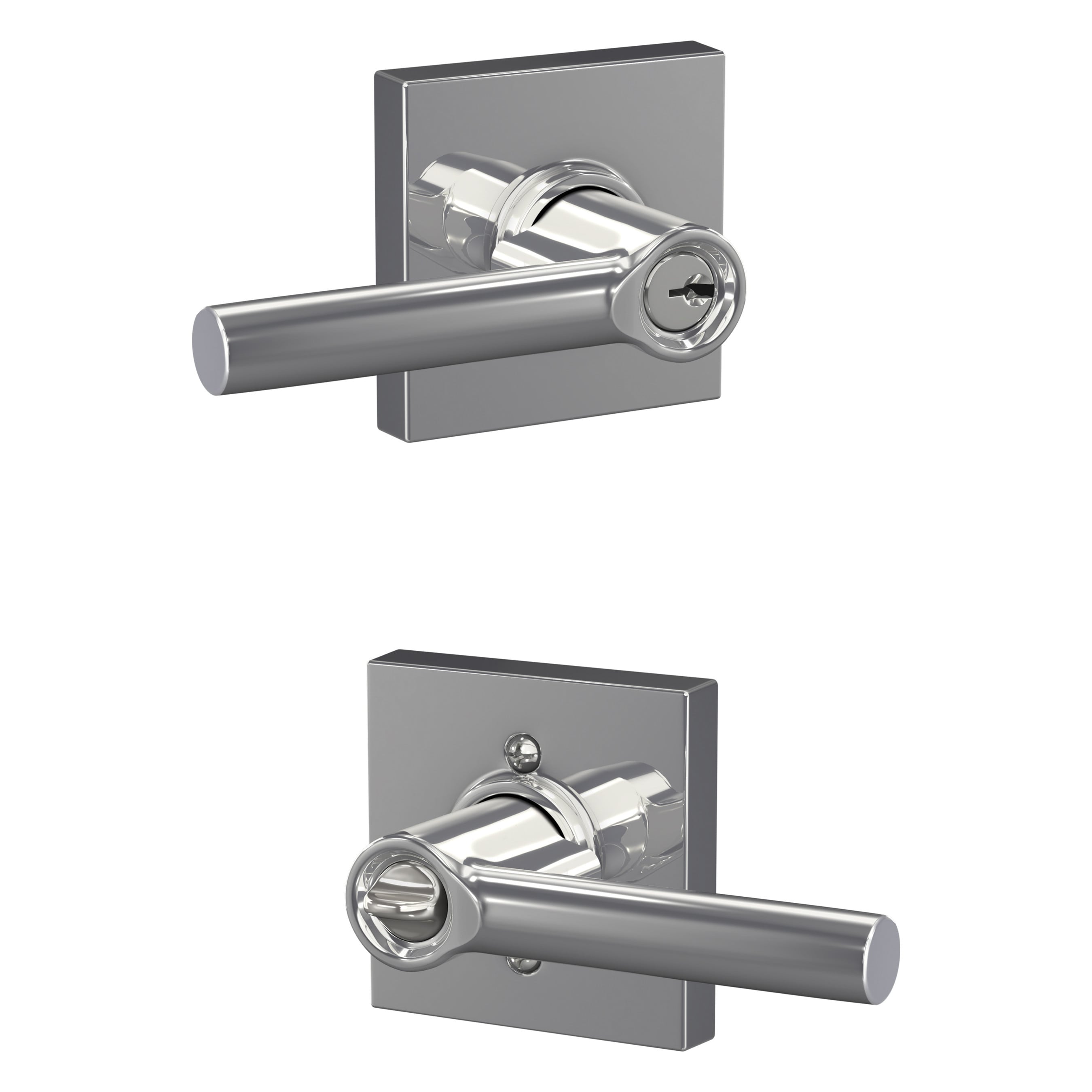 Schlage F51A BRW 625 COL Broadway - Collins Bright Chrome Universal Exterior Keyed entry Door Handle