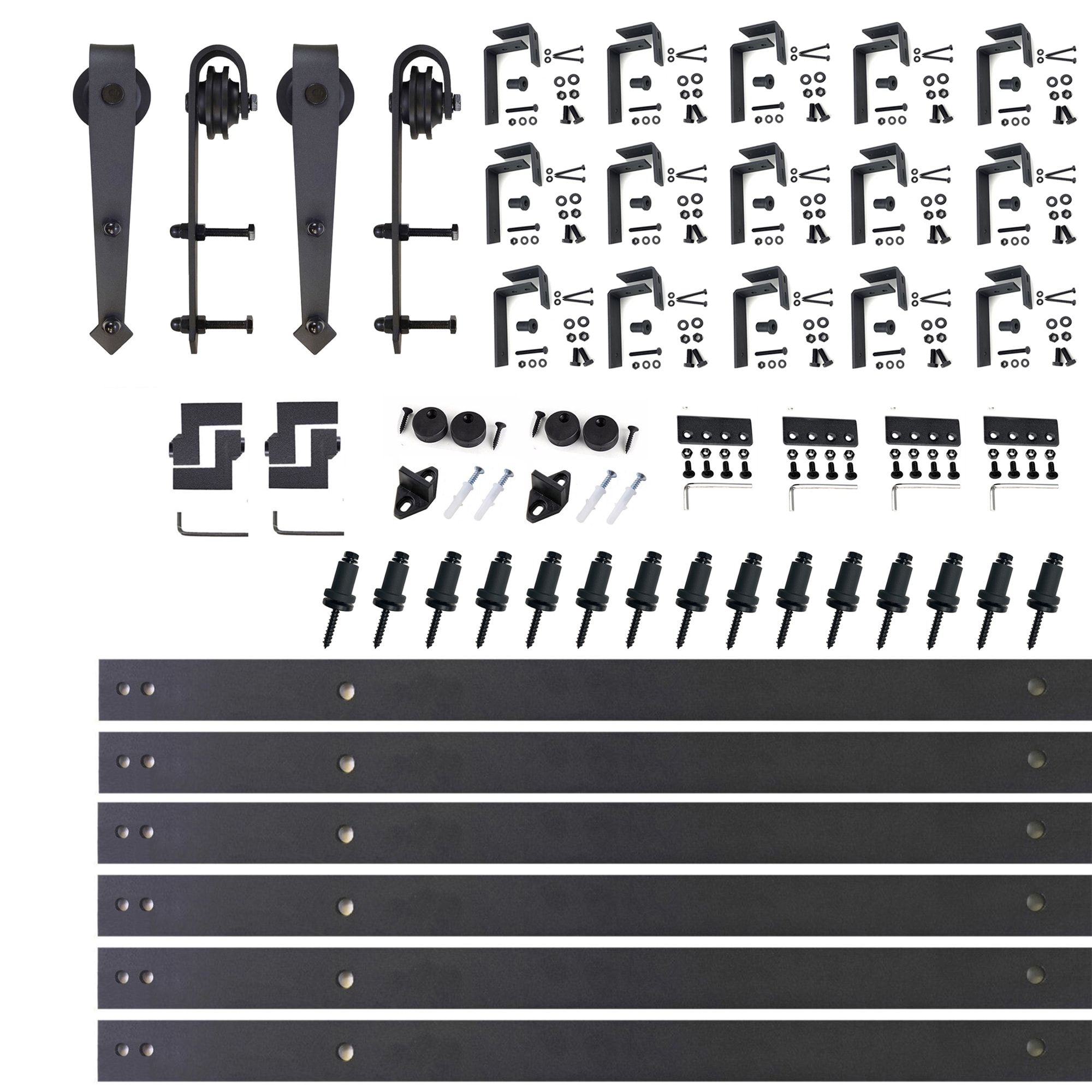 HOMACER 240-in Rustic Black Indoor Diamond Double Bypass Barn Door Hardware Kit LX4TGH240C Sansujyuku sansujyuku.com