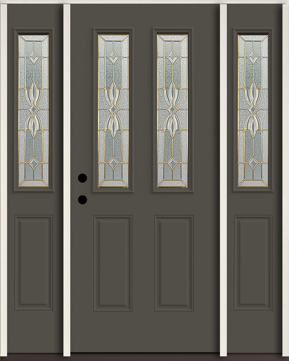 American Building Supply LO964267 Laurel 60-in x 80-in x 4-5/8-in Fiberglass Half lite Right-hand inswing Thunder Gray Paint Painted Prehung Front Door with Sidelights Insulating core