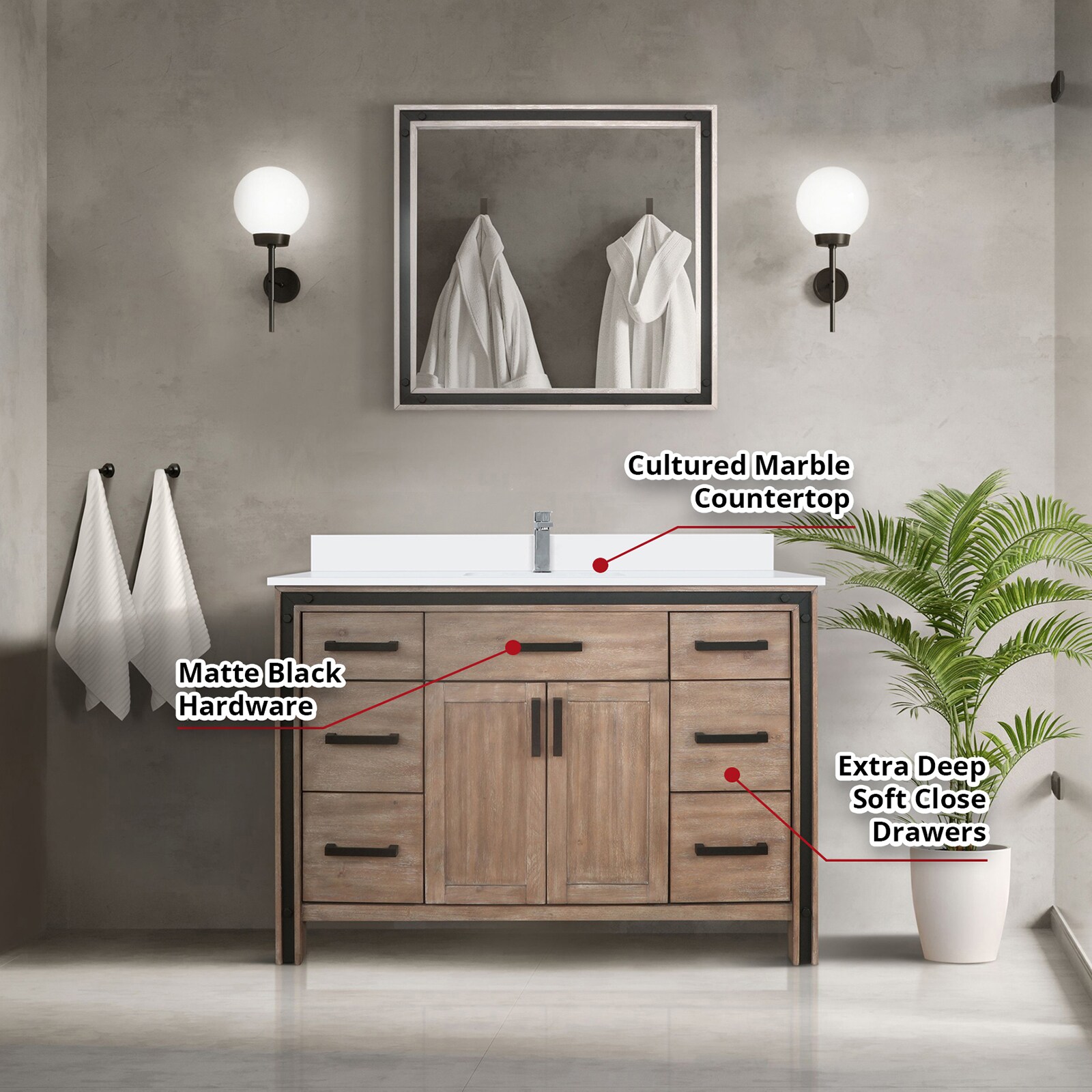 Lexora LZV352248SNJSM34F Bath-Vanity-Combo - View #7