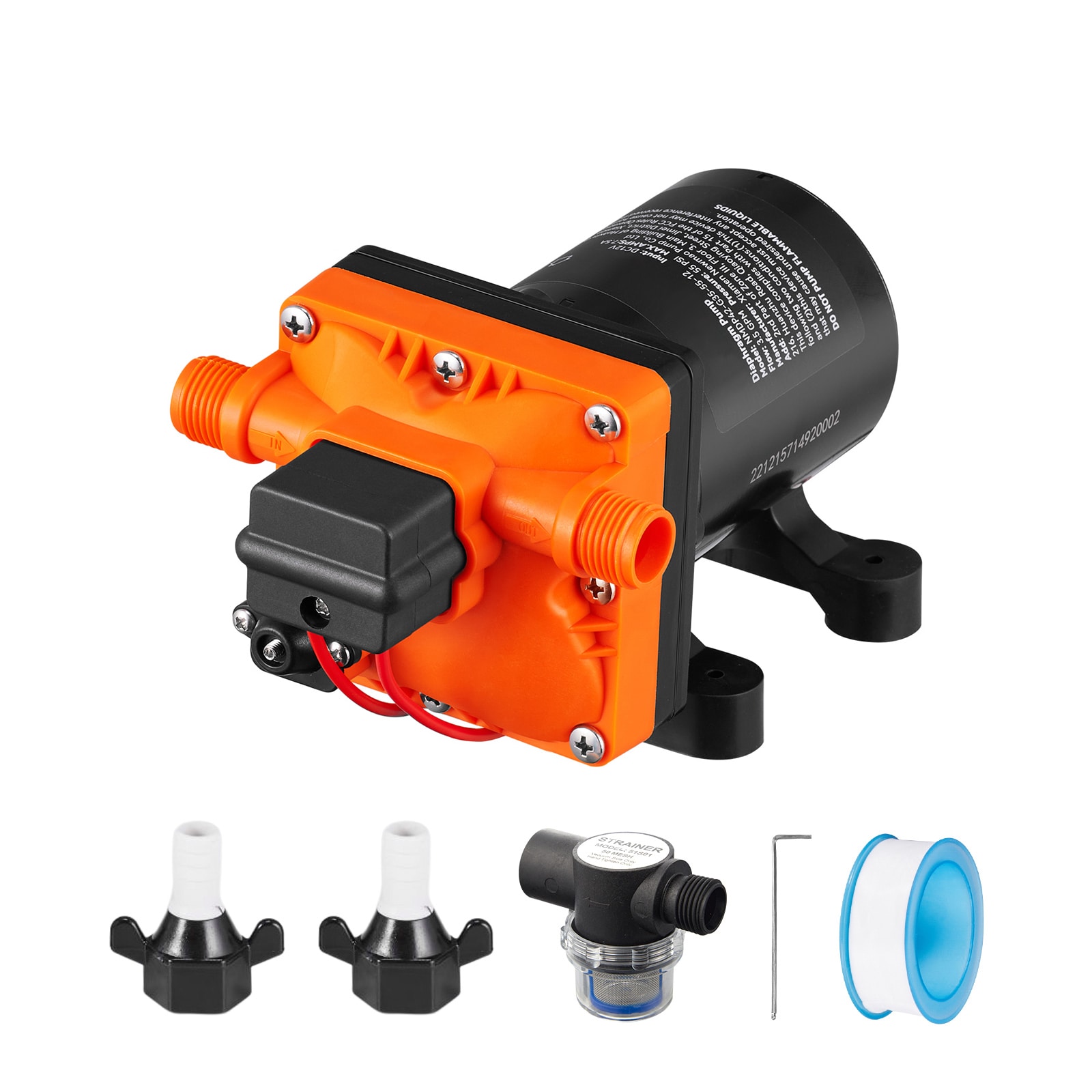 GIVIMO 12V Diaphragm Pump 3.5-GPM 55-PSI Self Priming RV Water Pump 1/2-in MNPT Sprayer Pump with Pressure Switch 40-80 PSI Adjustable for RV Camper Marine Boat Lawn Use