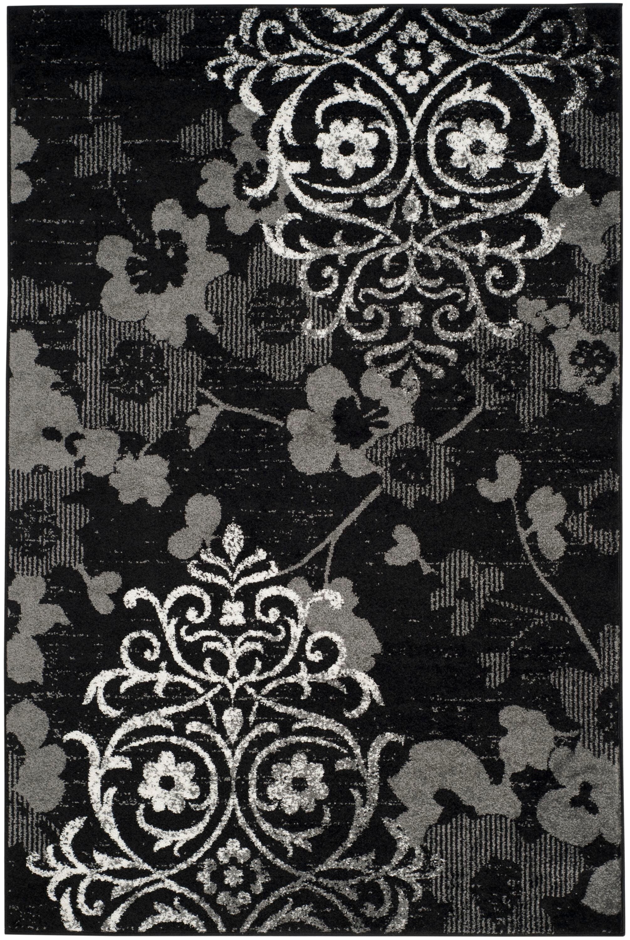 Safavieh ADR114A-6 Adirondack Serene 6 x 9 (ft) Loomed Polypropylene Black/Silver Rectangular Indoor Damask Coastal Area rug