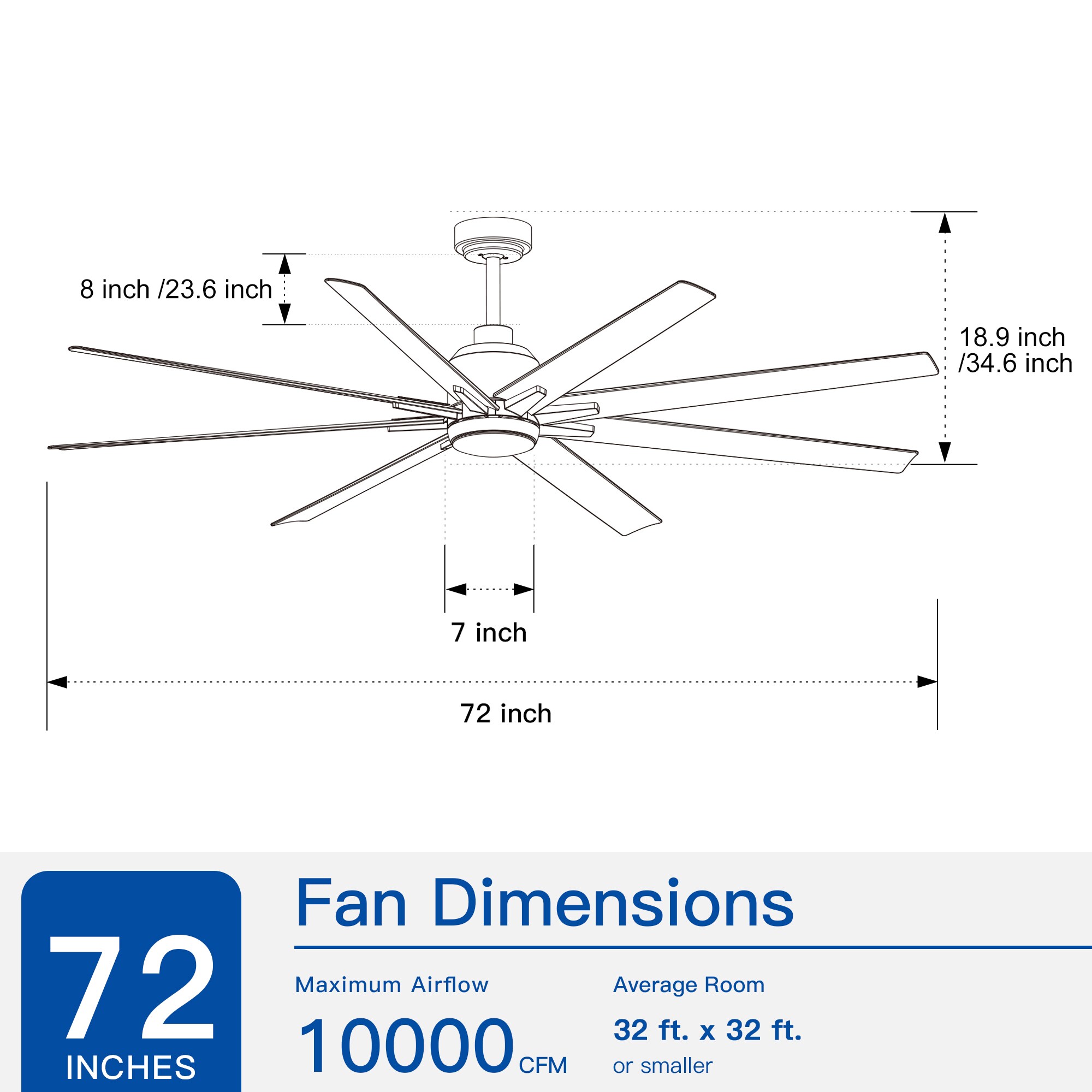 WELLFOR AMYU-16BK Ceiling-Fans - View #3