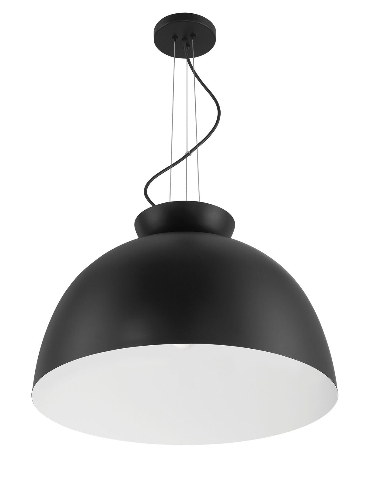 Flat Black Glass Dome Indoor/Outdoor Pendant Light