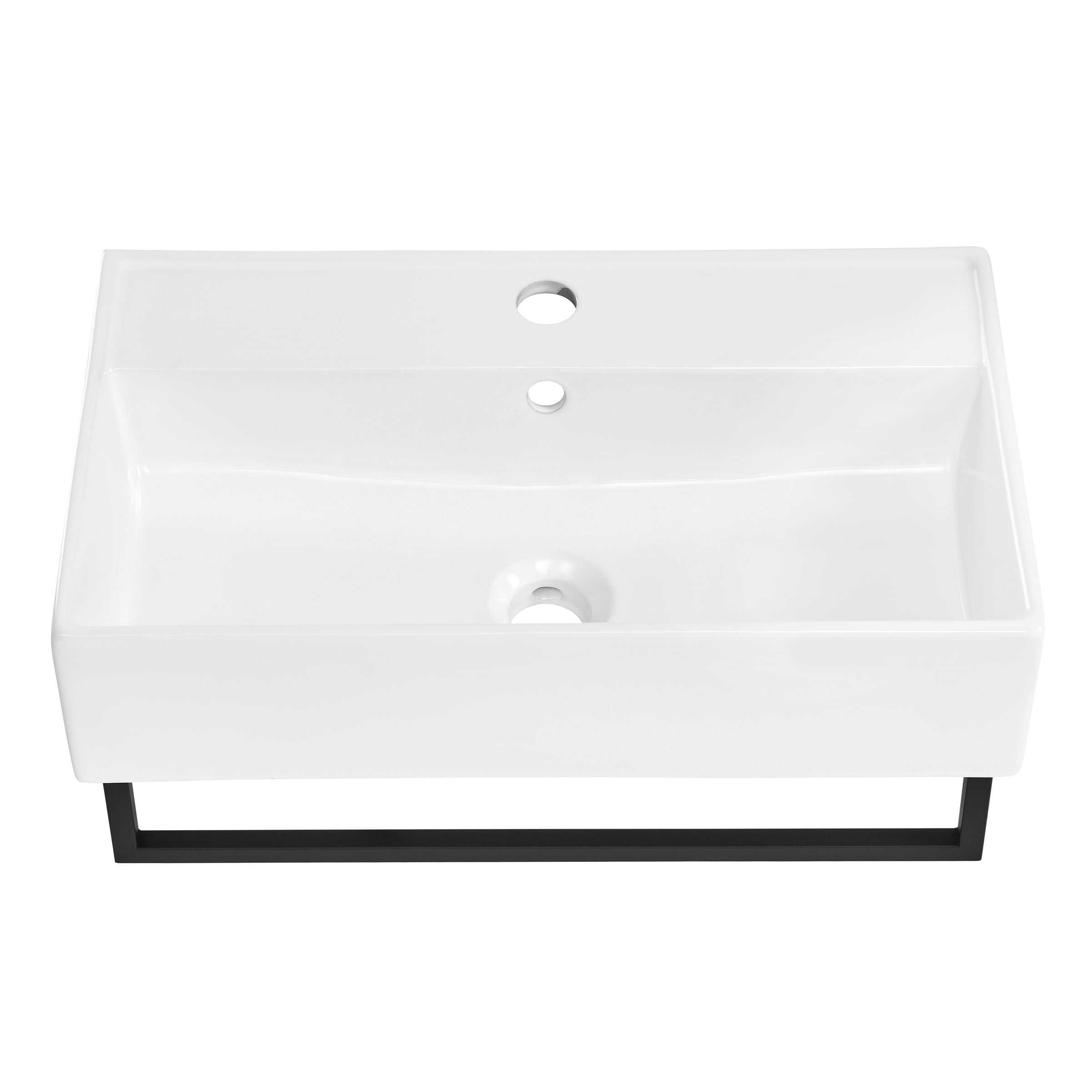 Swiss Madison SM-25-WSREI11BK Reims Ceramic Wall-mount Rectangular Modern Glossy Black Bathroom Sink ( 12.5-Inches x 22.5-Inches )