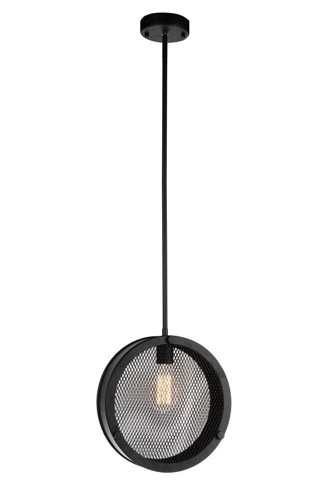 CWI Lighting 9904P12-1-101 Tigris Black Modern/Contemporary Drum Hanging Pendant Light