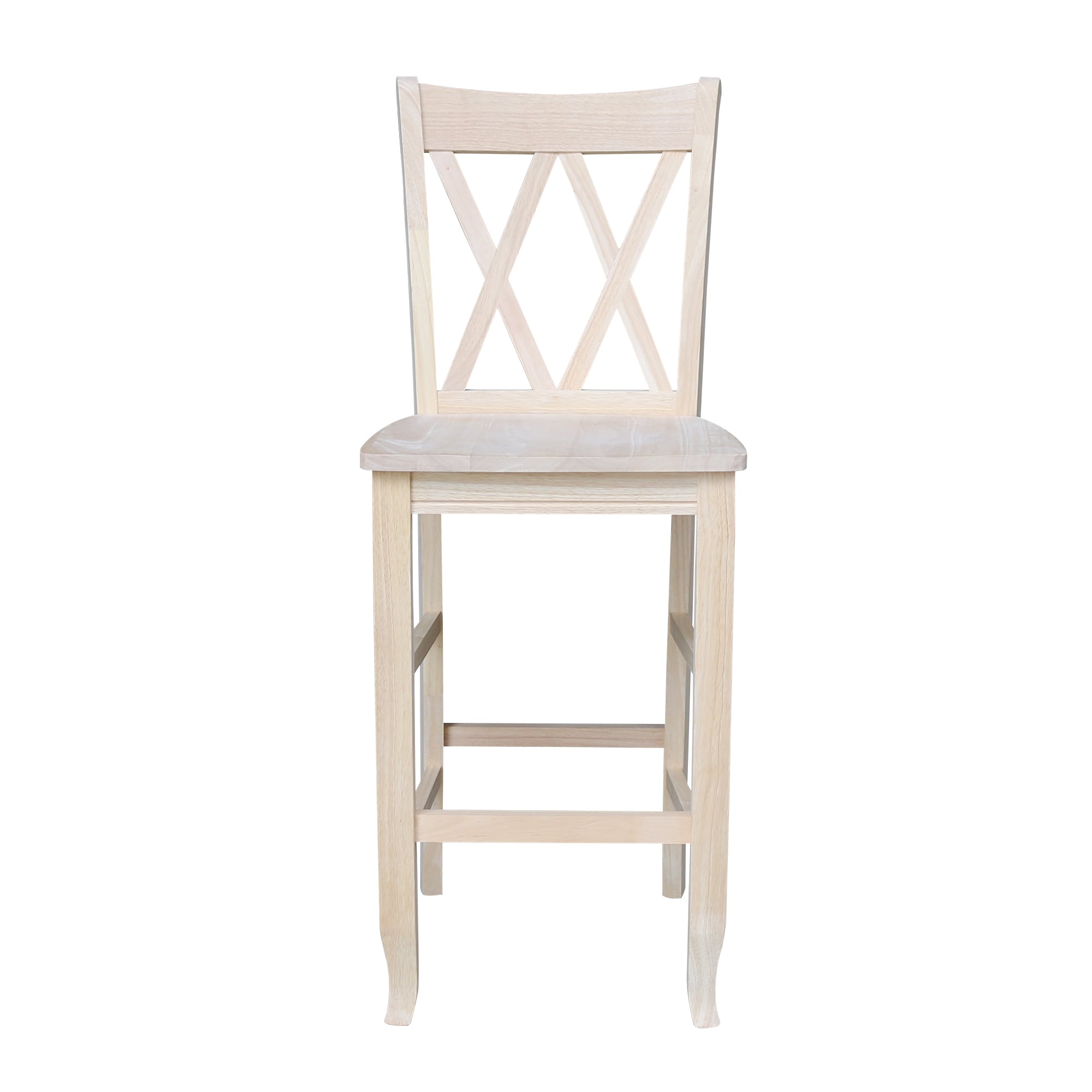 Traditional Elegant Unfinished Parawood 29" Double X-Back Barstool