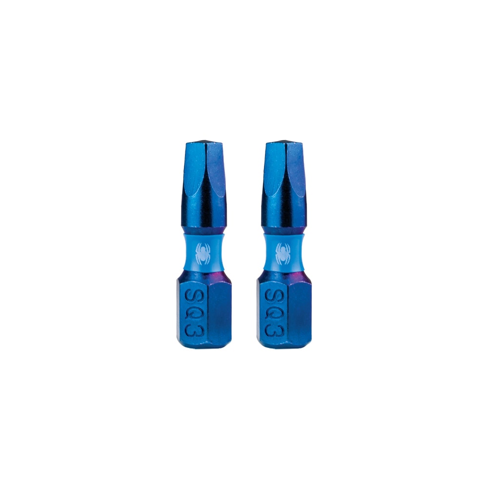 Spyder 19038 Mach-Blue SQ3 1/4-in x 1-in Square/Robertson Impact Driver Bit 2 -Piece