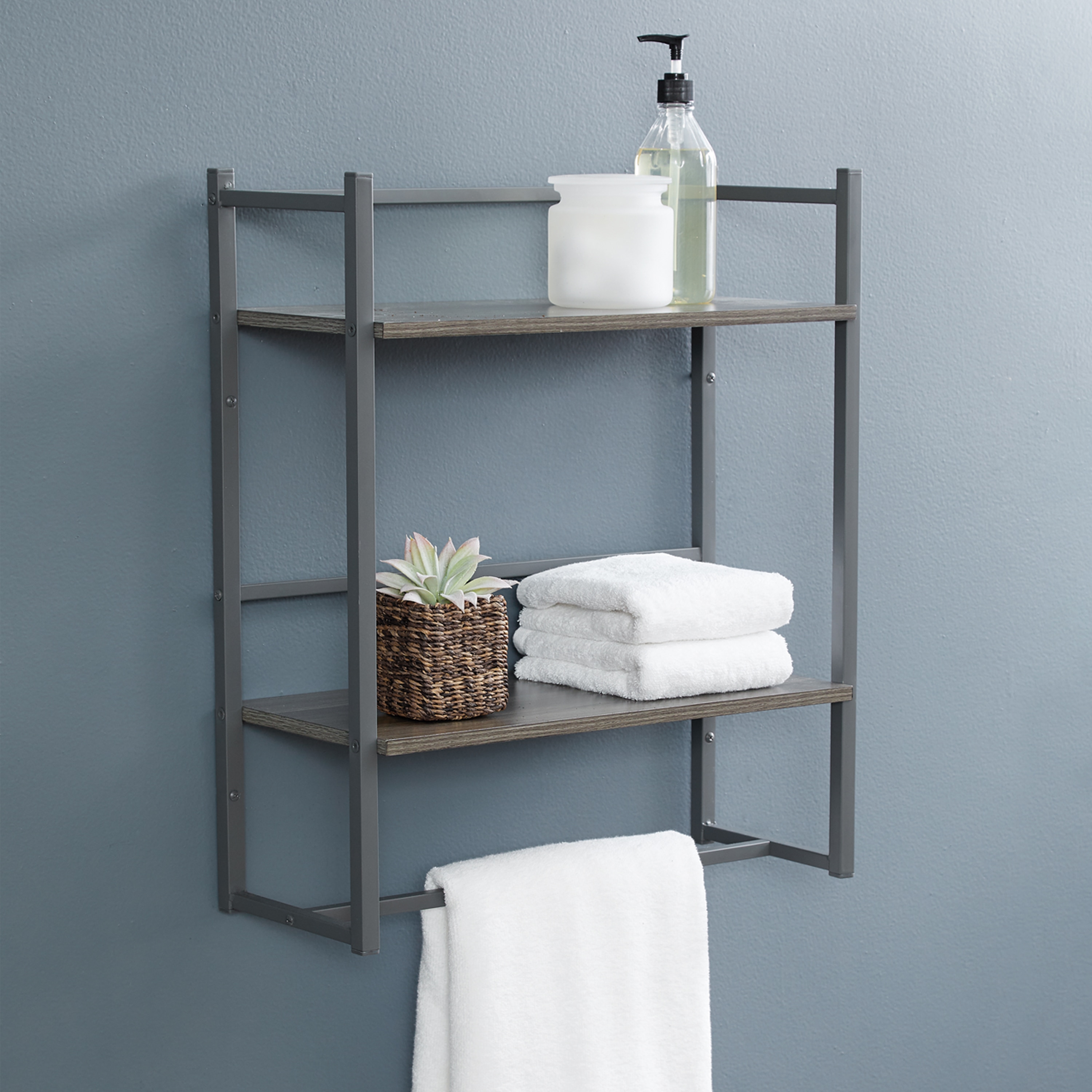 Bathroom Storage Shelf Rack Shower Rod Mounted Shampoo Drain Organizer Gadgets 