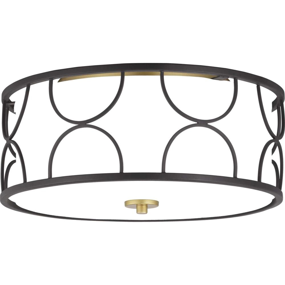 Landree Matte Black 3-Light Flush Mount with White Silk Shade