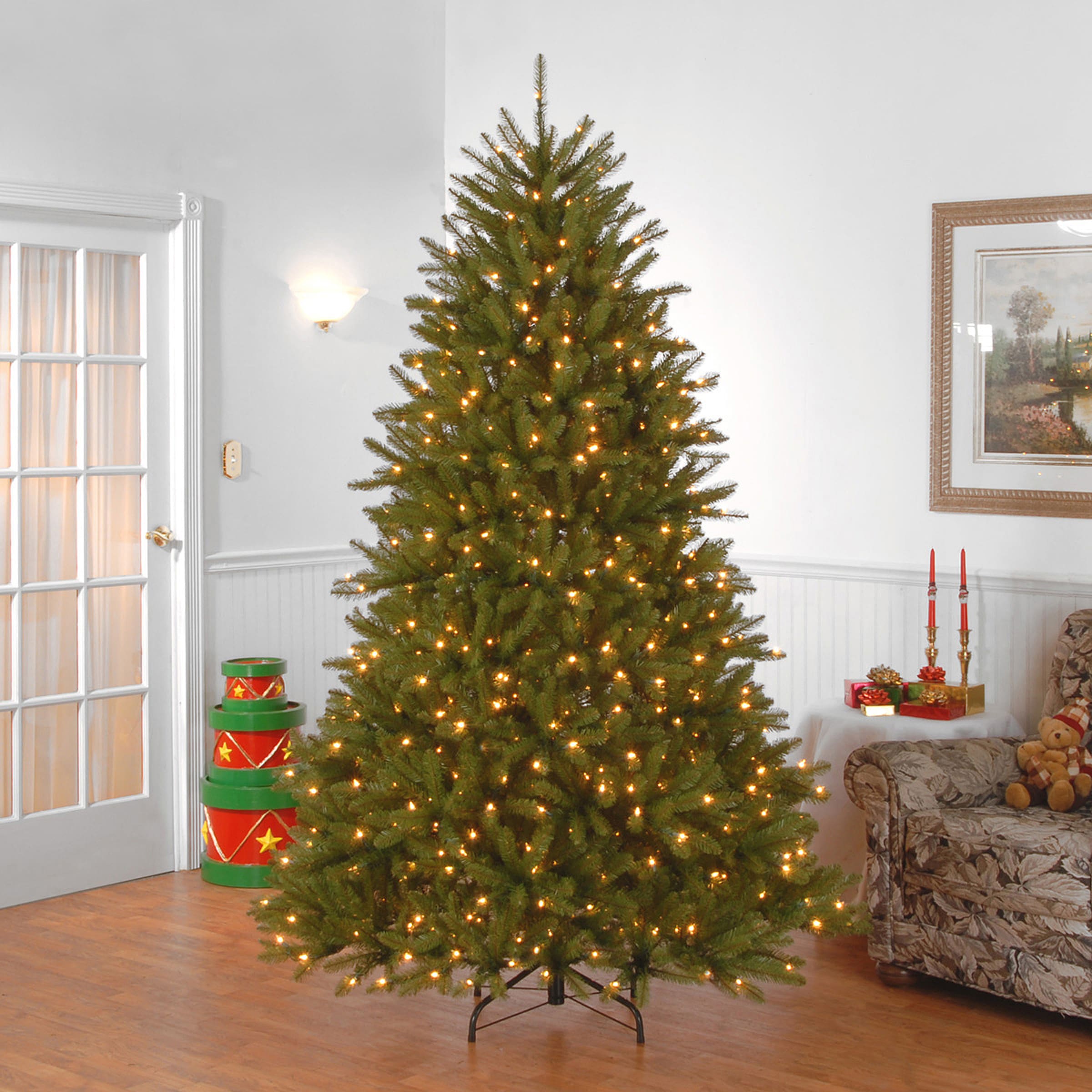 National Tree Company 6.5-ft Dunhill Fir Pre-lit Artificial Christmas ...