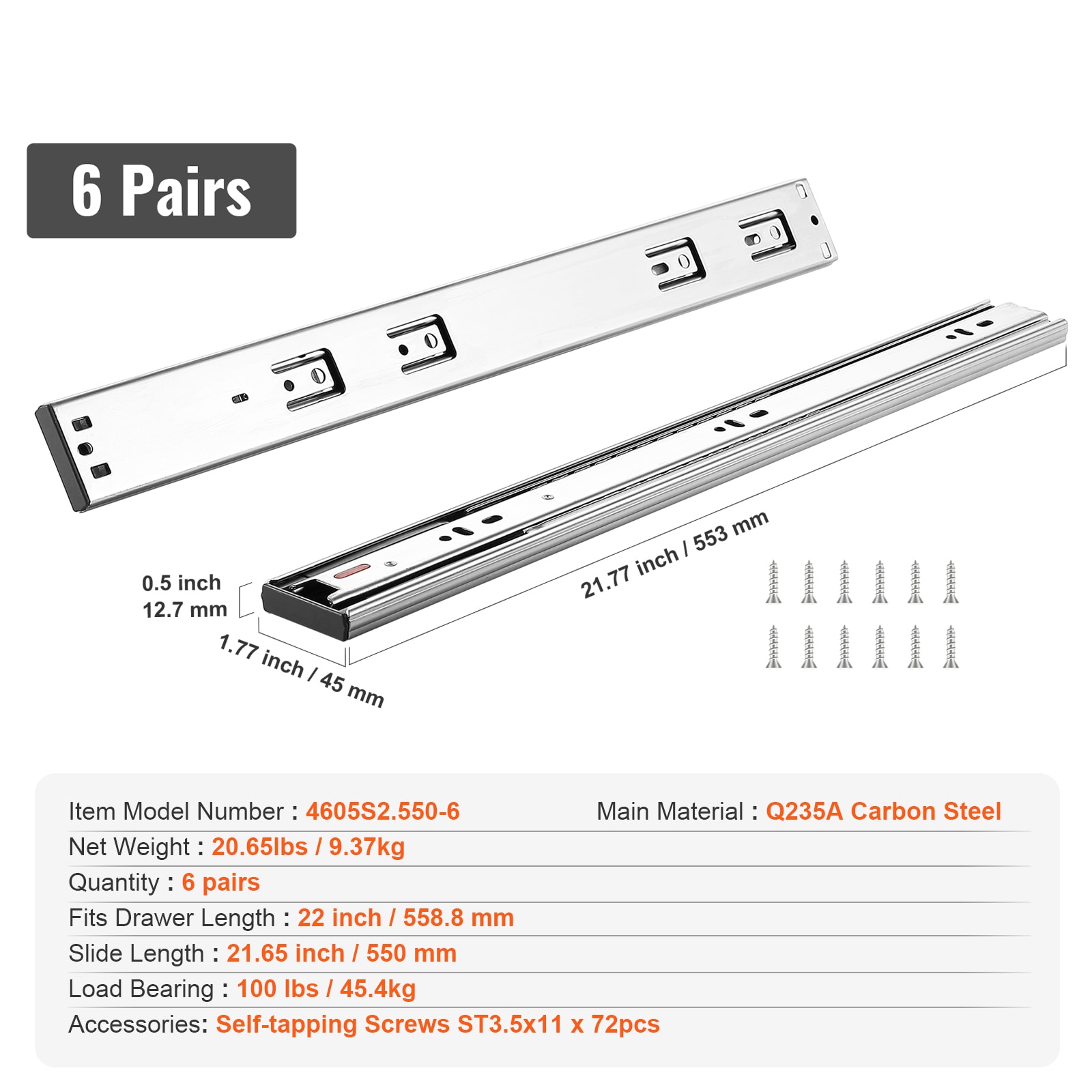 VEVOR SCCZCJCTDG1004068V0 Drawer-Slides - View #7