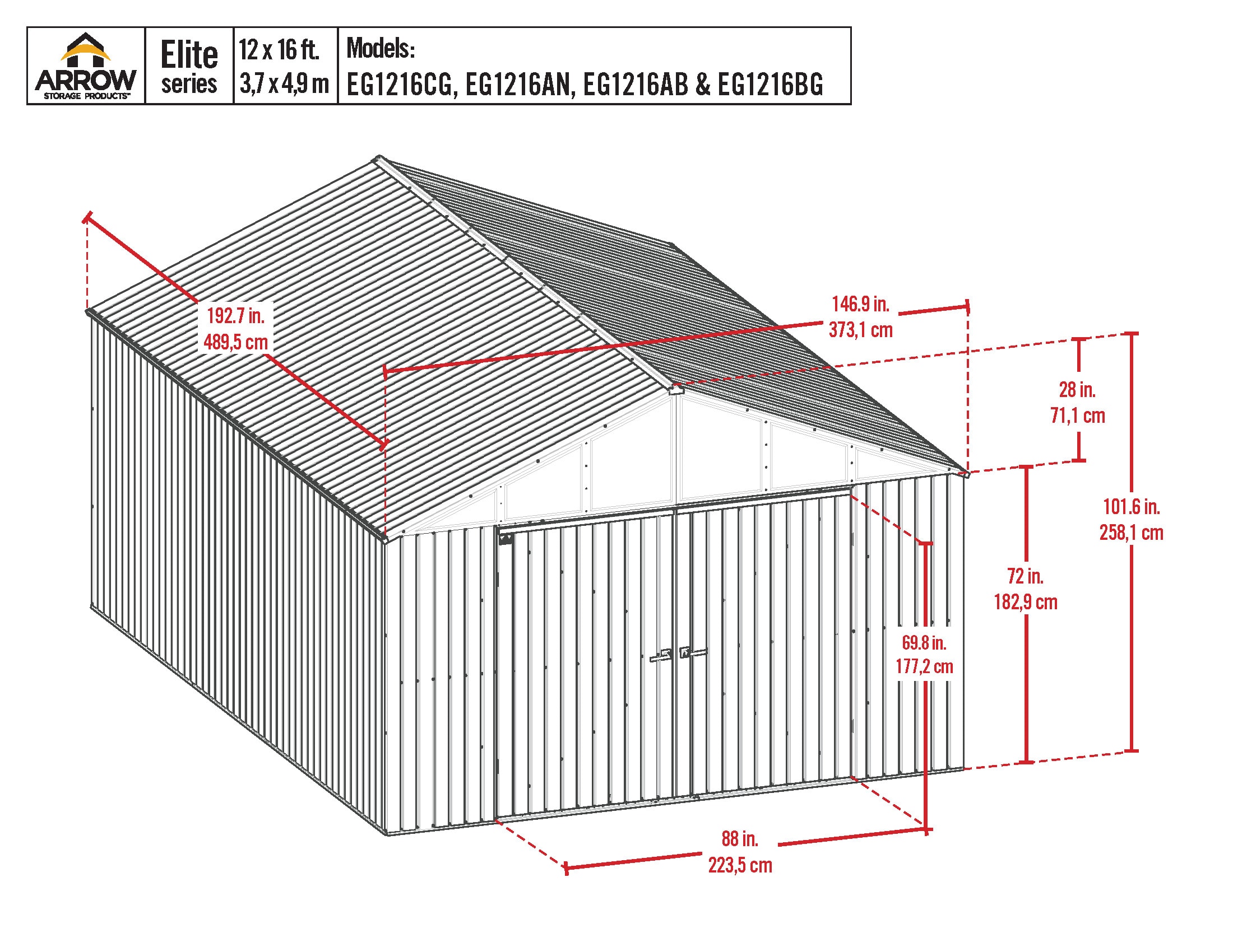 Arrow EG1216BG Metal-Storage-Buildings-Sheds - View #2
