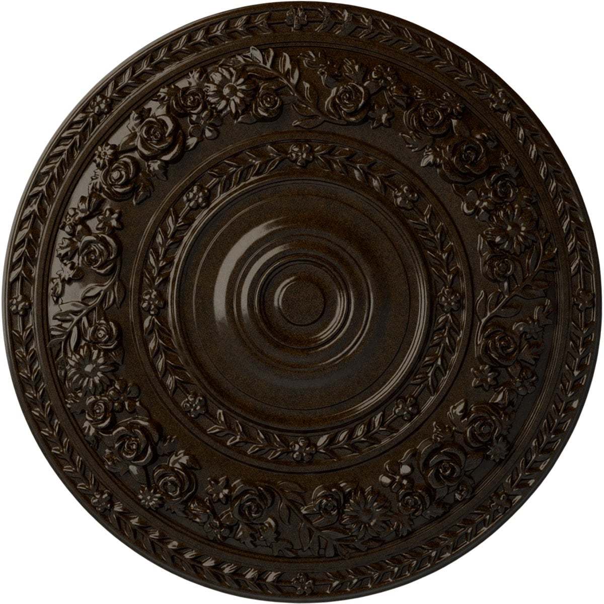 Ekena Millwork CM33ROBZS Rose 33.875-in W x 33.875-in L Painted Bronze Polyurethane Whole Ceiling Medallion