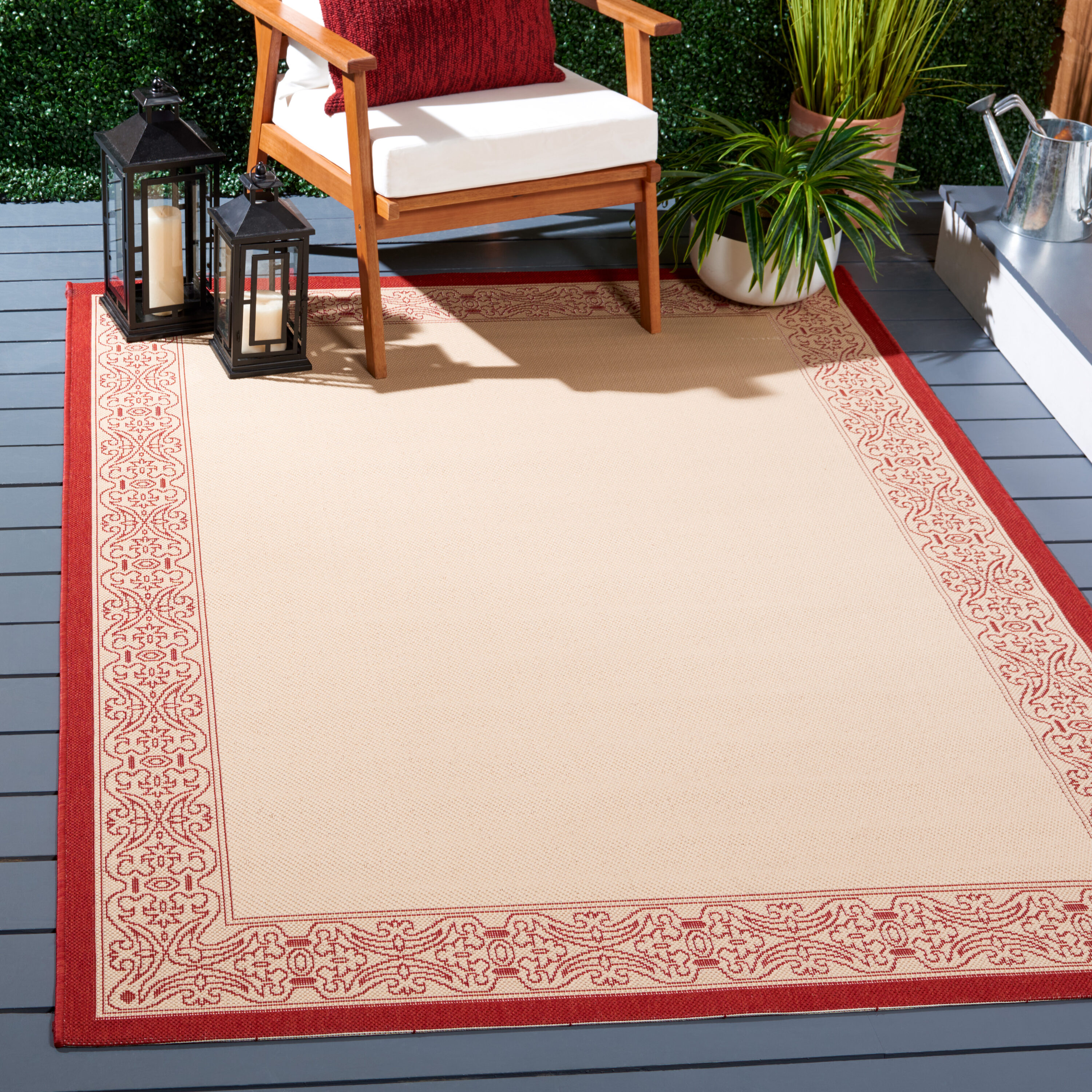 Courtyard 2099 Natural Red 5 x 8 Rectangular Area rug