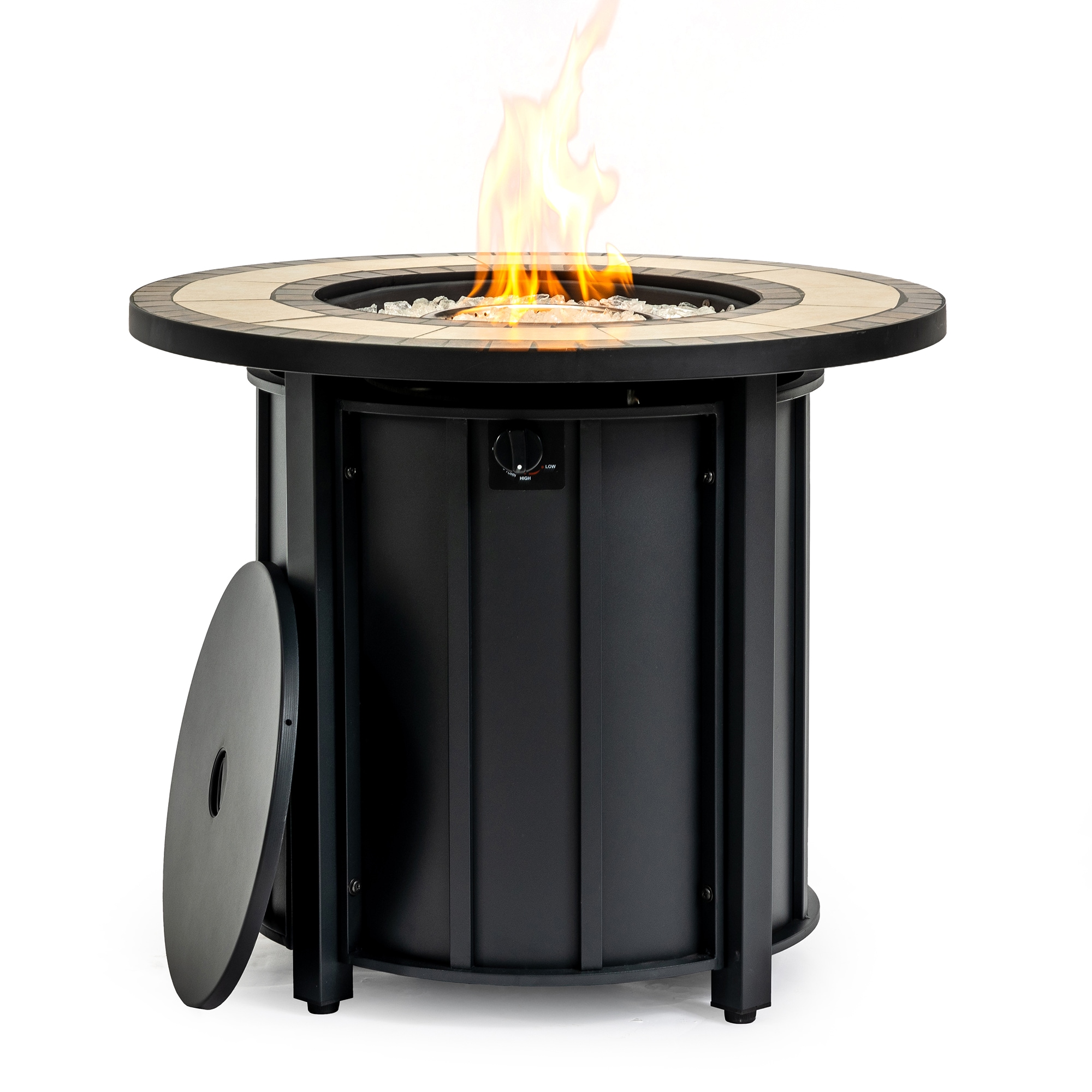 Bybafun - 30-in W 50000 Maximum BTUs Steel Round Liquid propane Fire pit table