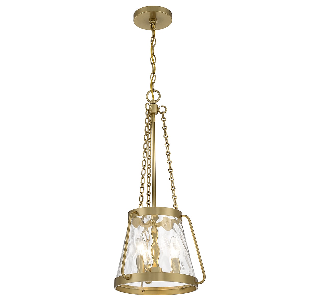Crawford Warm Brass 3-Light Pendant with Clear Water Glass Shade