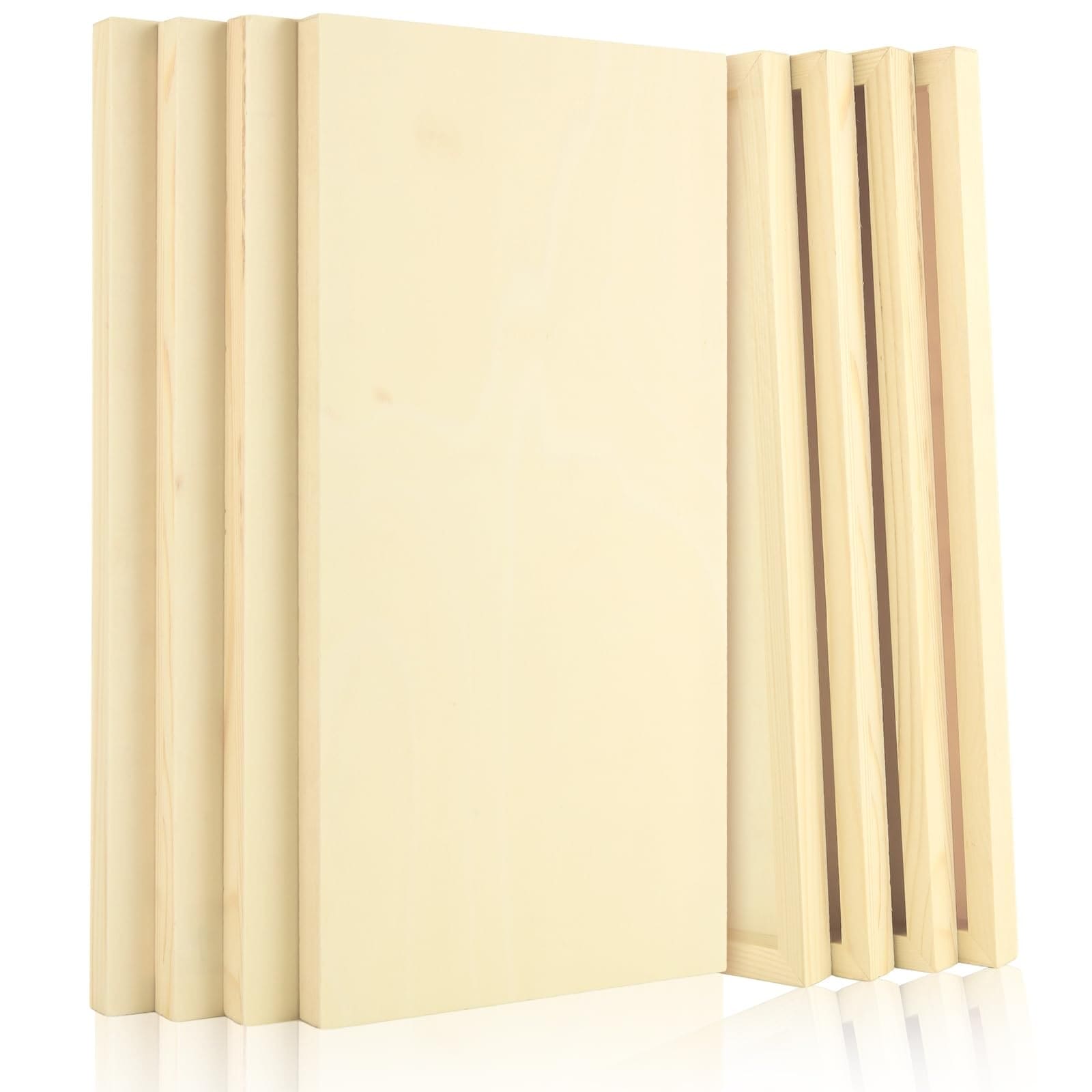 Etokfoks  8 Pack 8 x 16 in Pine Wood Panels Smooth Natural Texture for Painting Wood Burning and DIY Crafts with Lightweight Boards