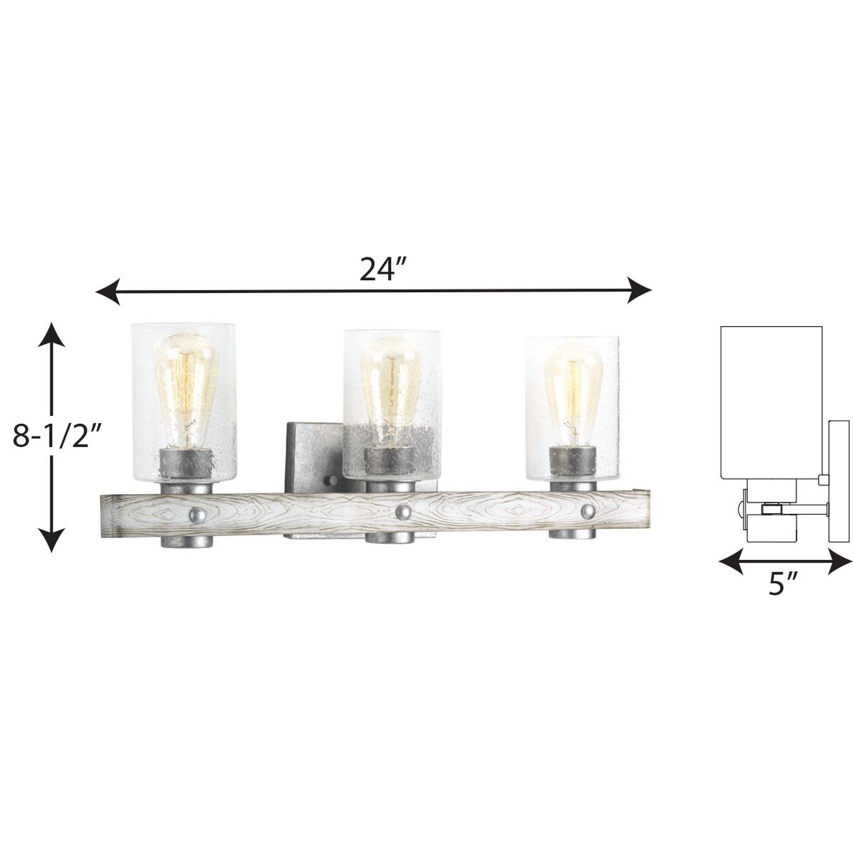 Gulliver Galvanized Nickel 3-Light Bath Vanity Fixture