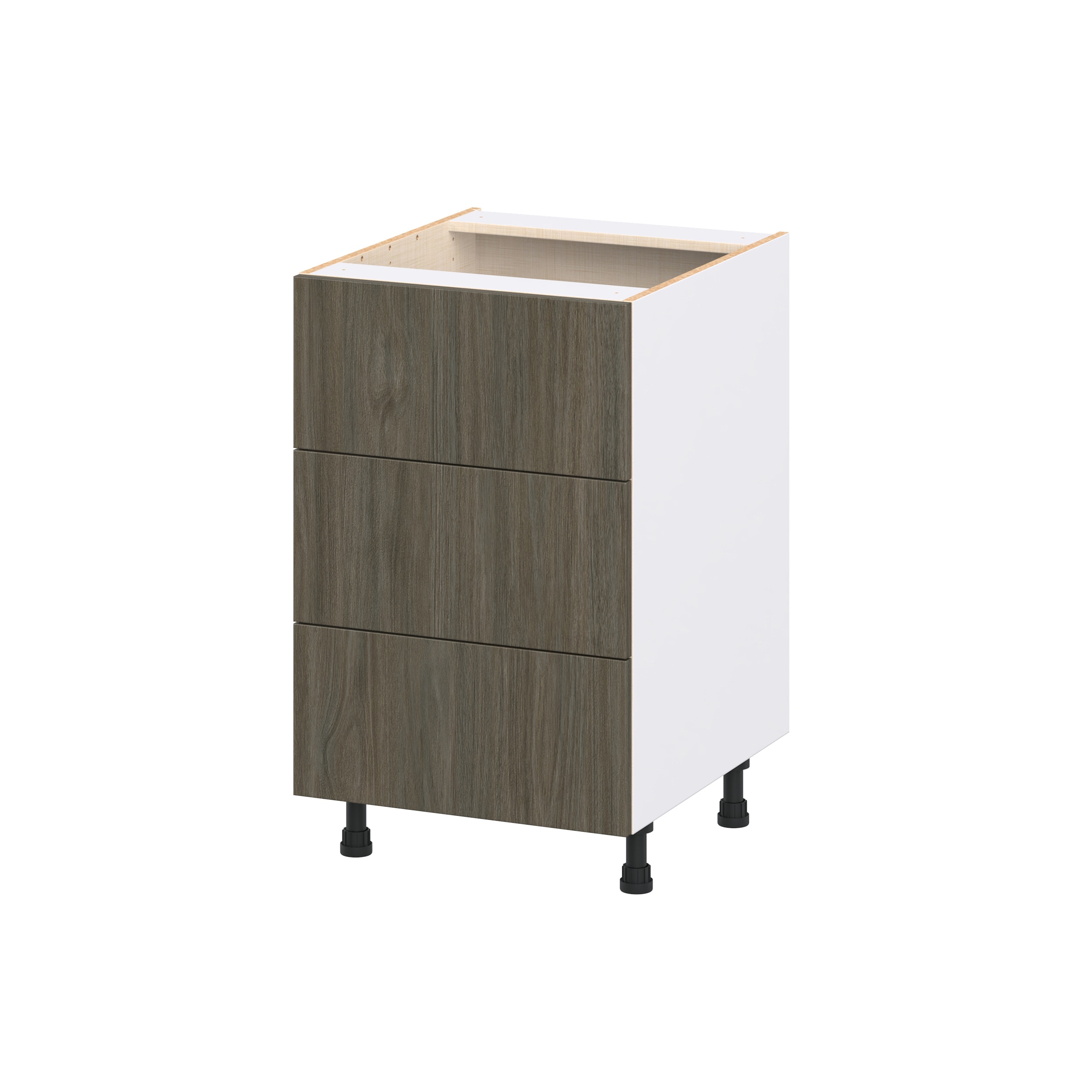 Hugo&Borg DSB3DA21-SA Savane 21-in W x 34.5-in H x 24.5-in D Brunt Walnut 3 -Drawers Drawer Base Fully assembled Cabinet Flat Panel Slab