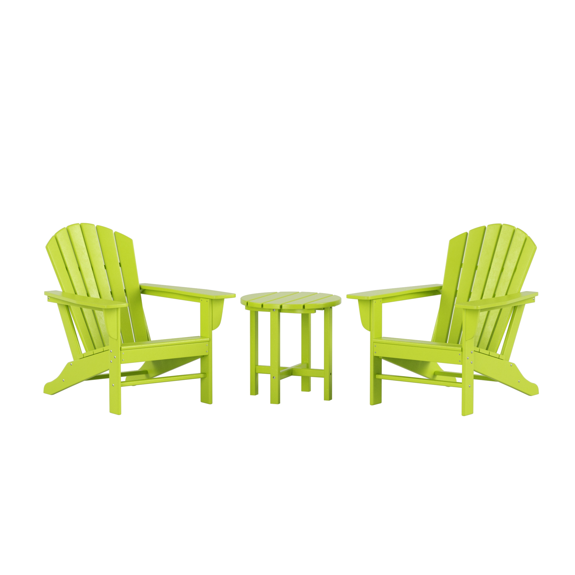 Westin Furniture OP6001-LM-3 Altura Set of 2 Lime HDPE Frame Stationary Adirondack Chair with Slat Seat