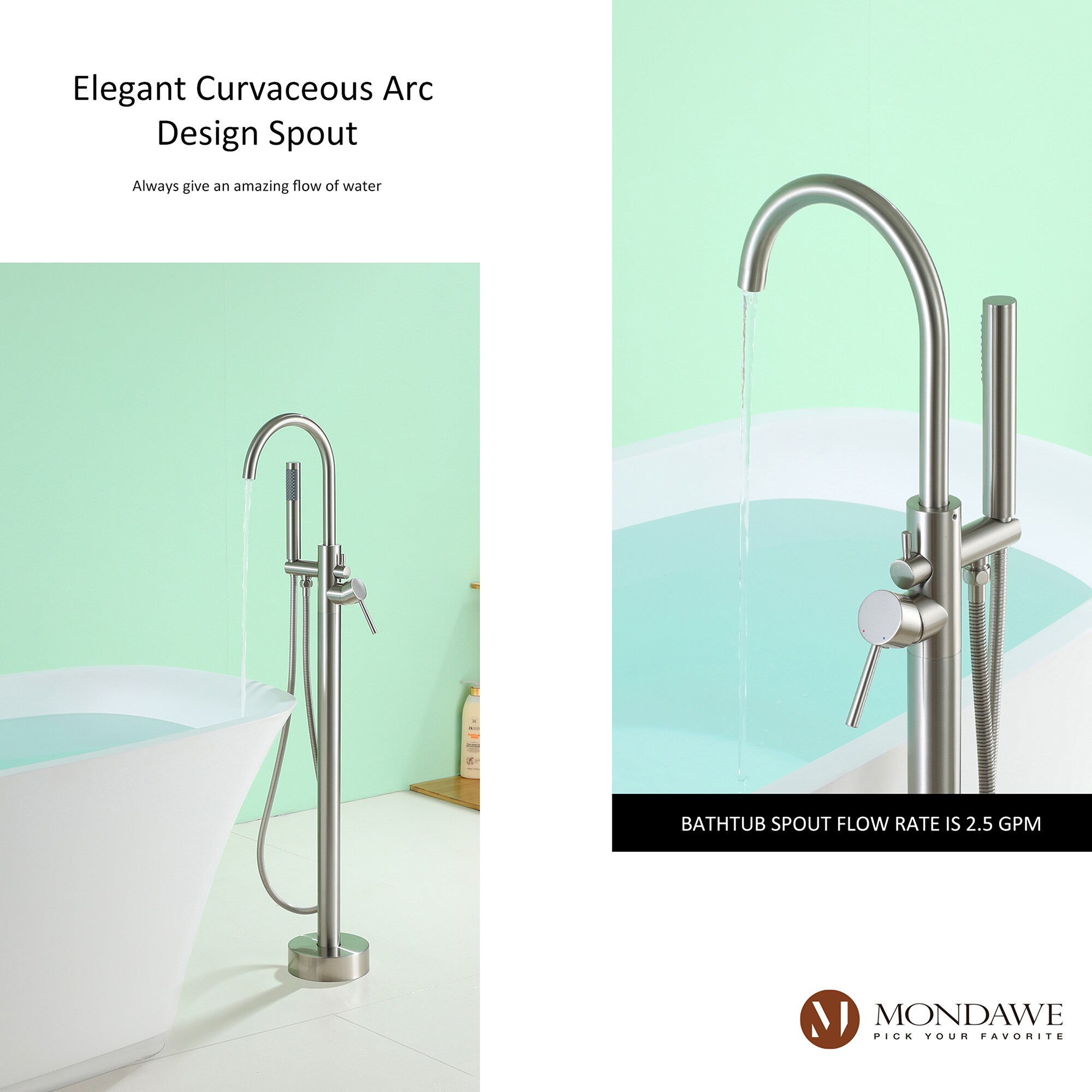 Mondawe AM-S123C-CH Roman-Tub-Faucets - View #6