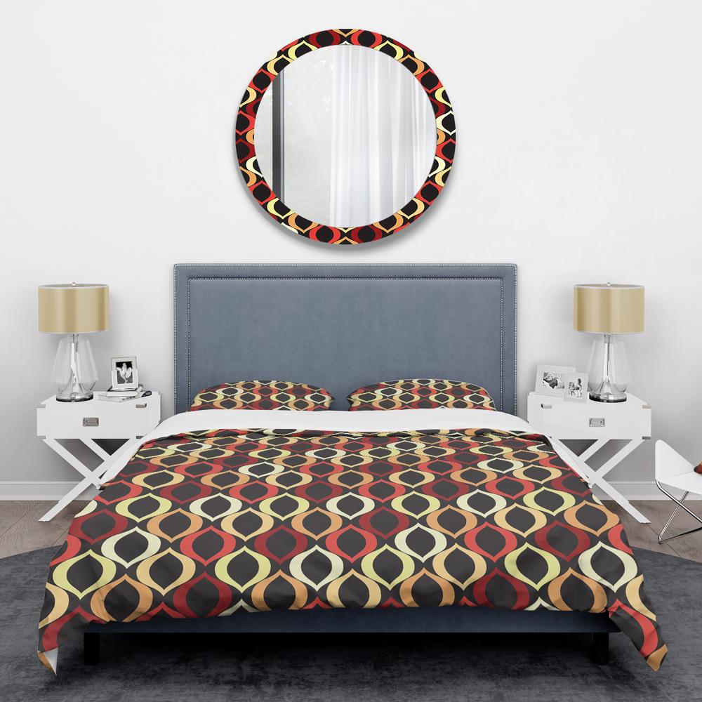 Designart BED24398-K 3 -Piece Orange King Duvet cover Set