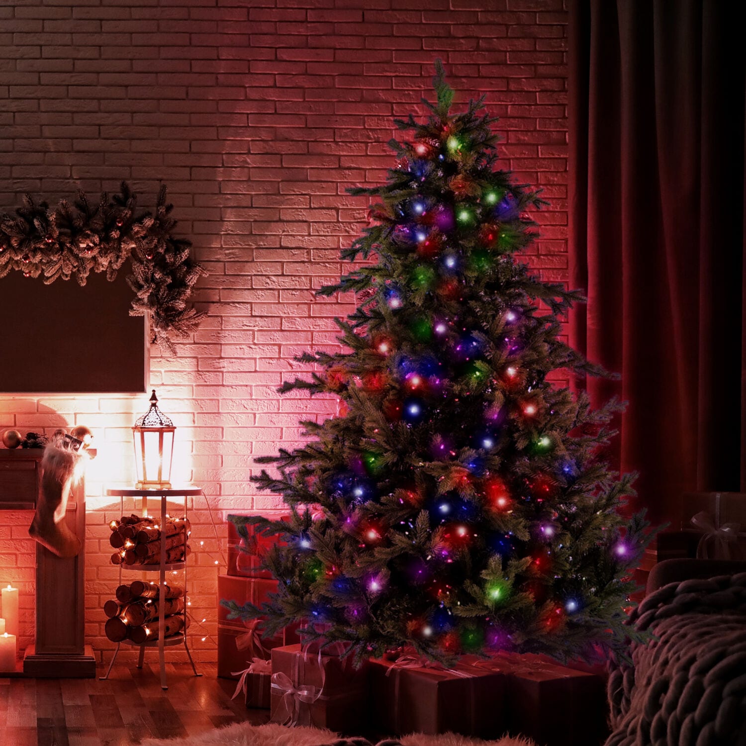 Enchanted Winter Pine 7.5' Outdoor Christmas Tree with Multi-Color LED Lights