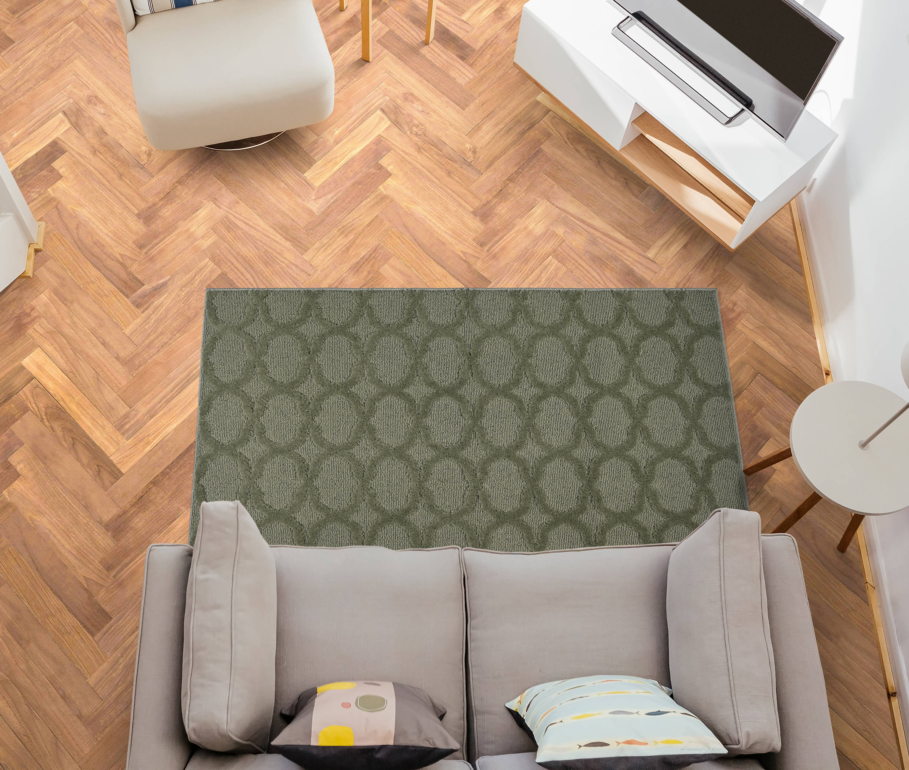 Garland Rug CL100N03606005 Sparta 3 x 5 (ft) Tufted Polypropylene Sage Rectangular Indoor Geometric Farmhouse/Cottage Throw rug