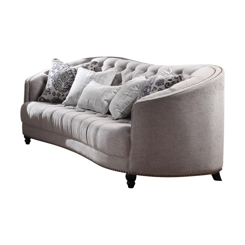 ACME FURNITURE Saira Vintage Light Gray Fabric Sofa in the Couches