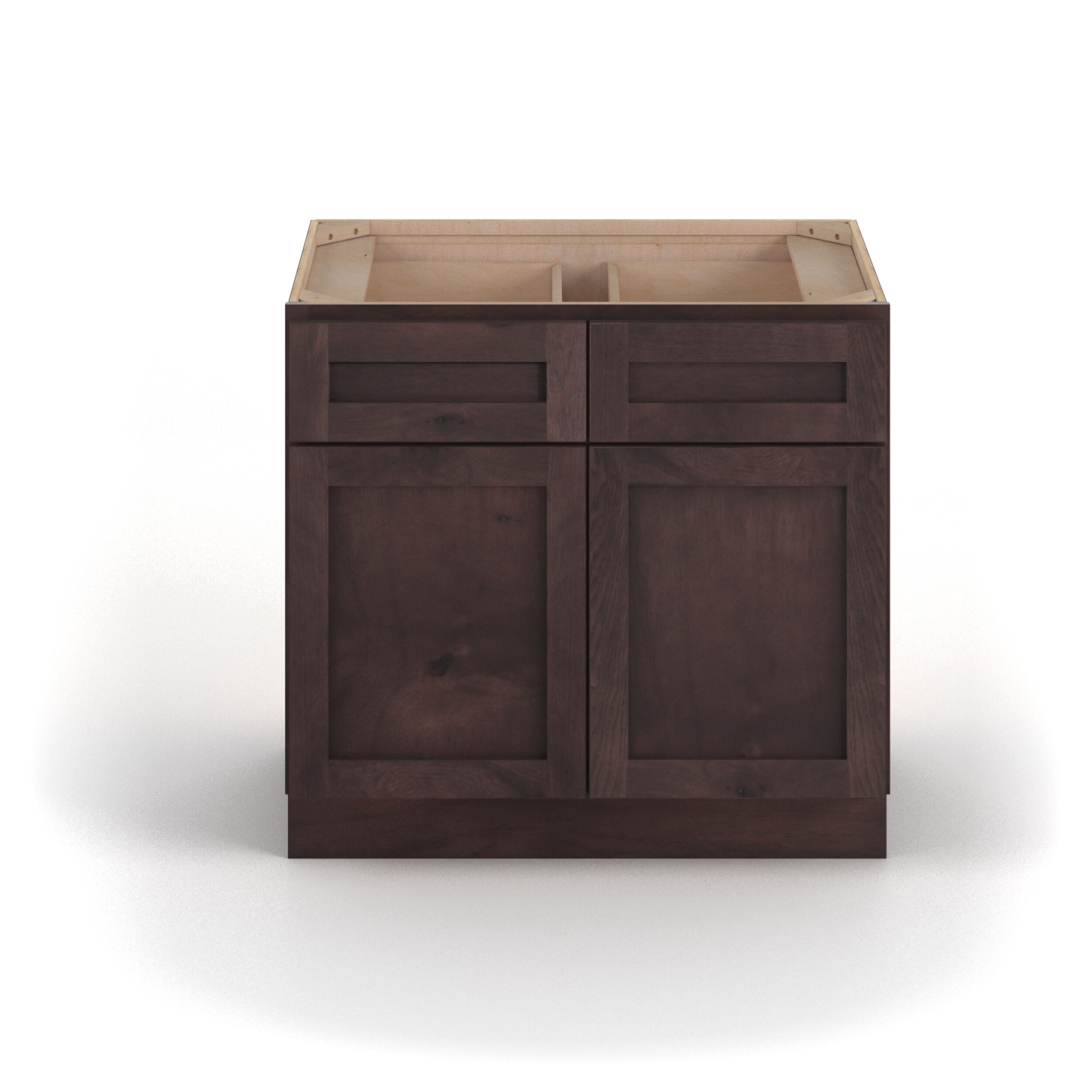 Valleywood Cabinetry 24-in W x 34.5-in H x 24-in D Rustic Hickory 2-Drawer Base Ready To Assemble Plywood Cabinet (Flat Panel Style)