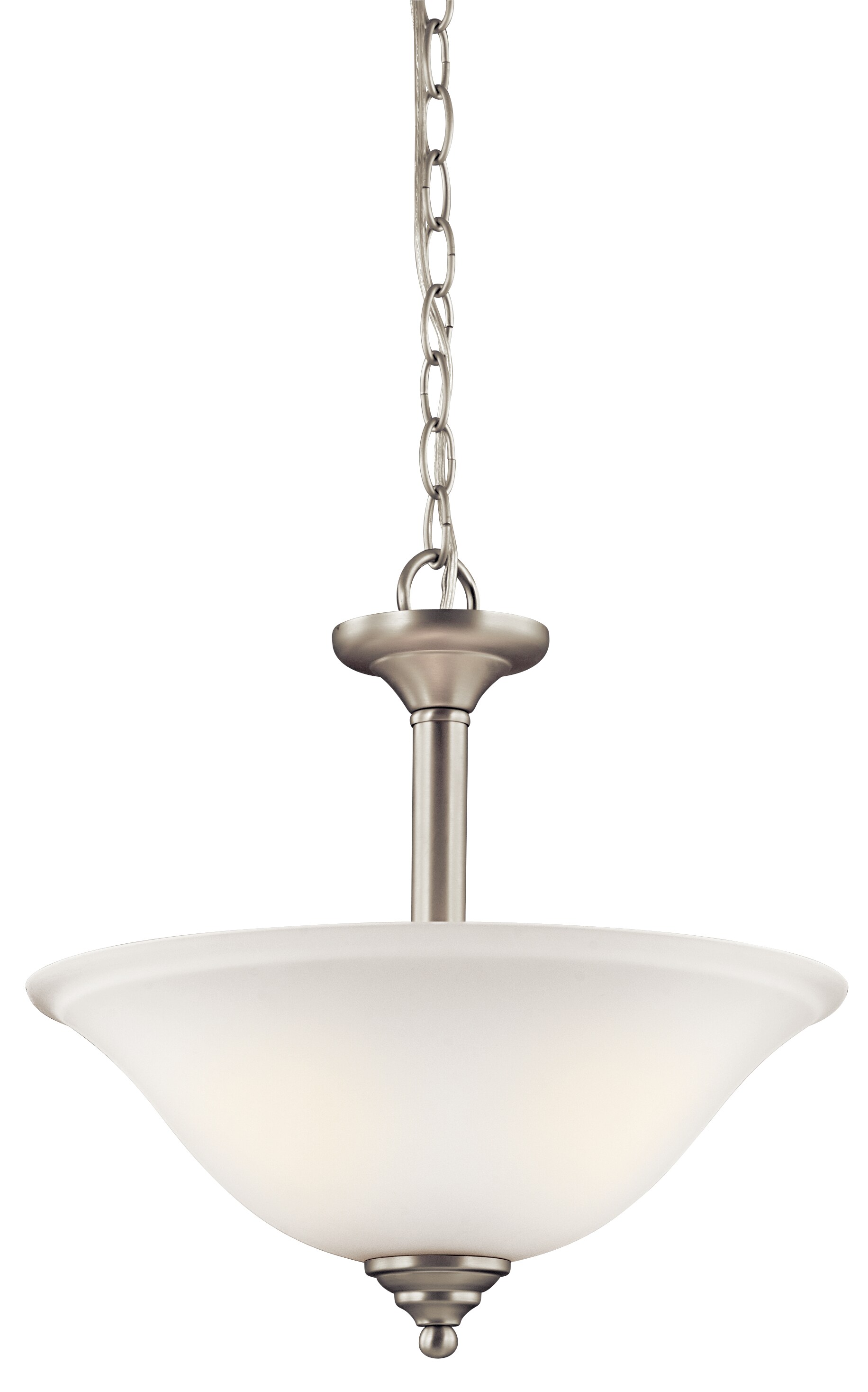 Kichler 3694NIWL18 Armida 2 -Light Brushed Nickel Traditional Etched glass Bowl Medium Hanging Convertible pendant/Semi-flush