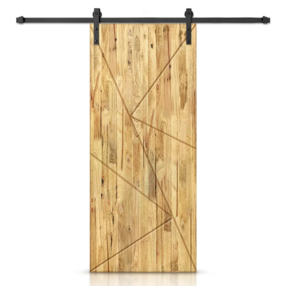 Calhome 36-in X 80-in Weather Oak Pine Wood Single Barn Door (hardware 