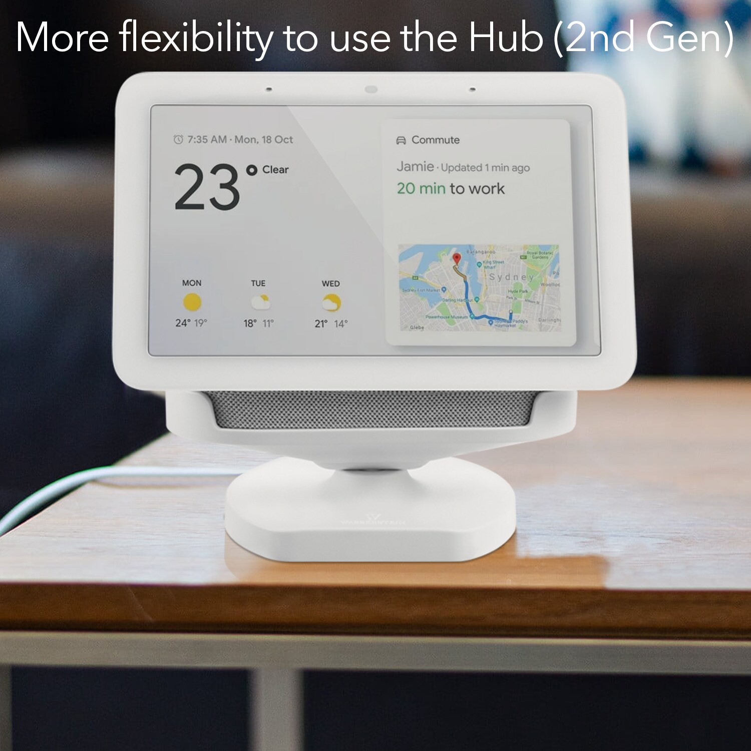 Wasserstein Adjustable Stand for Google Nest Hub Max (Chalk)