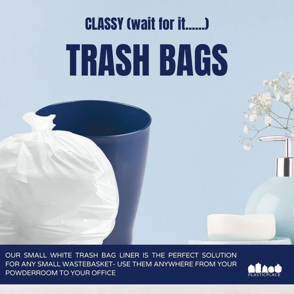 Plasticplace 4-Gallons White Plastic Wastebasket Twist Tie Trash Bag  (250-Count)