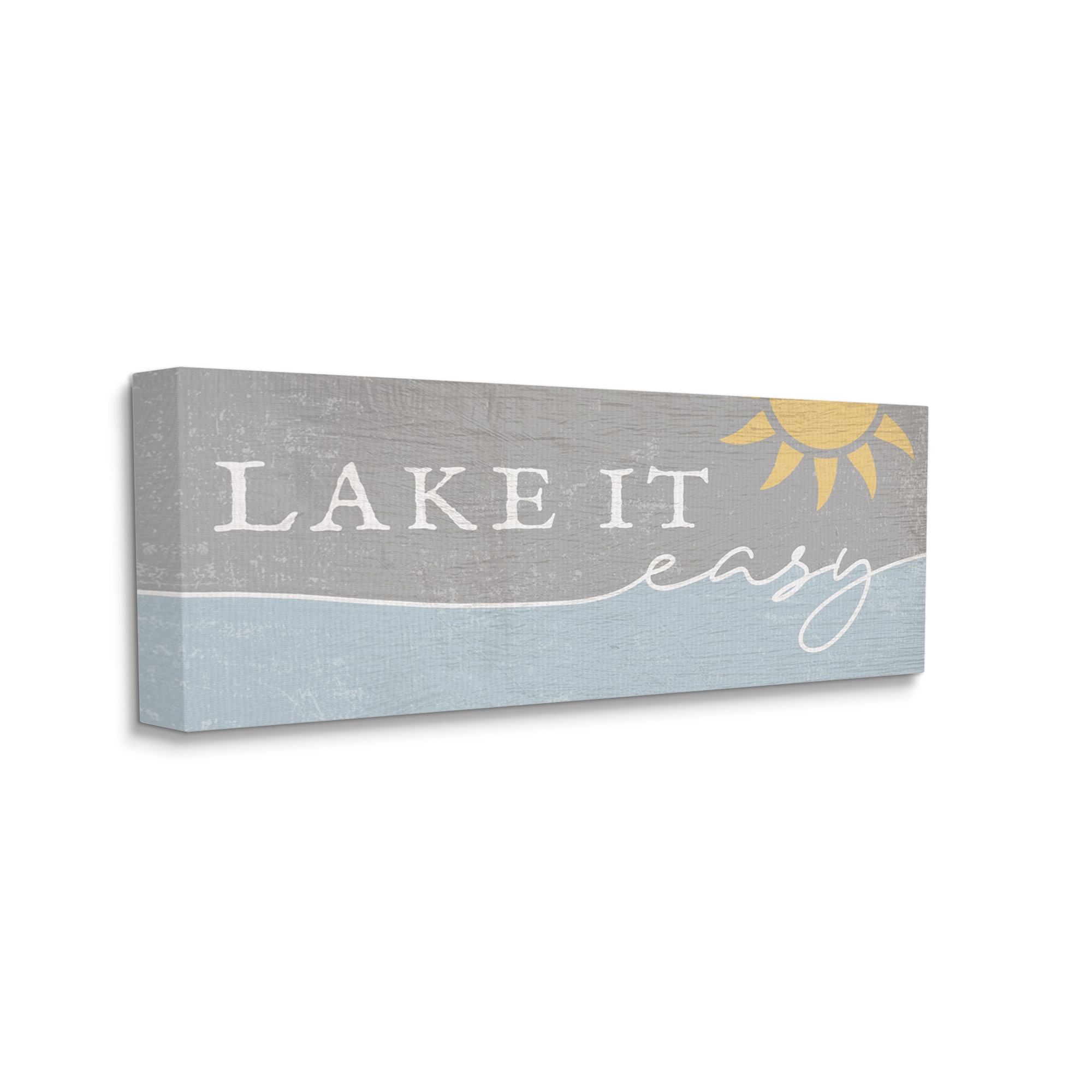 Stupell Industries AF-182-CN-13X30 Lake It Easy Phrase Nautical Pun Sunny Sky Daphne Polselli Gallery Wrapped Canvas Wood 30-in H x 13-in W Coastal Canvas Print