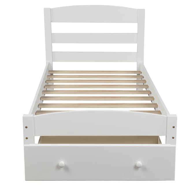 Casainc Wood Platform Bed White Twin, White Wood Twin Platform Bed Frame