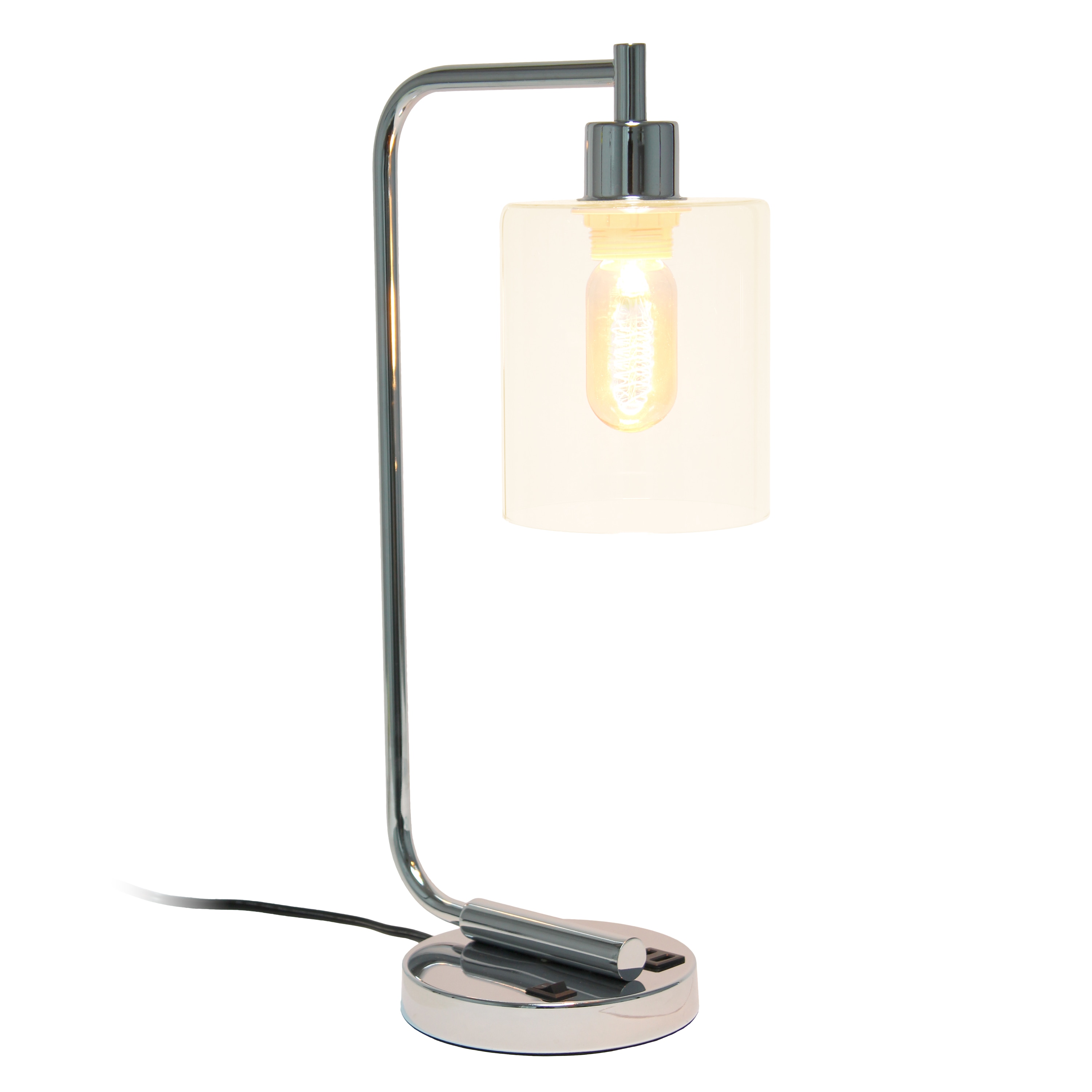 Lalia Home Studio Loft 18.8-in Chrome Desk Lamp with Glass Shade in the ...