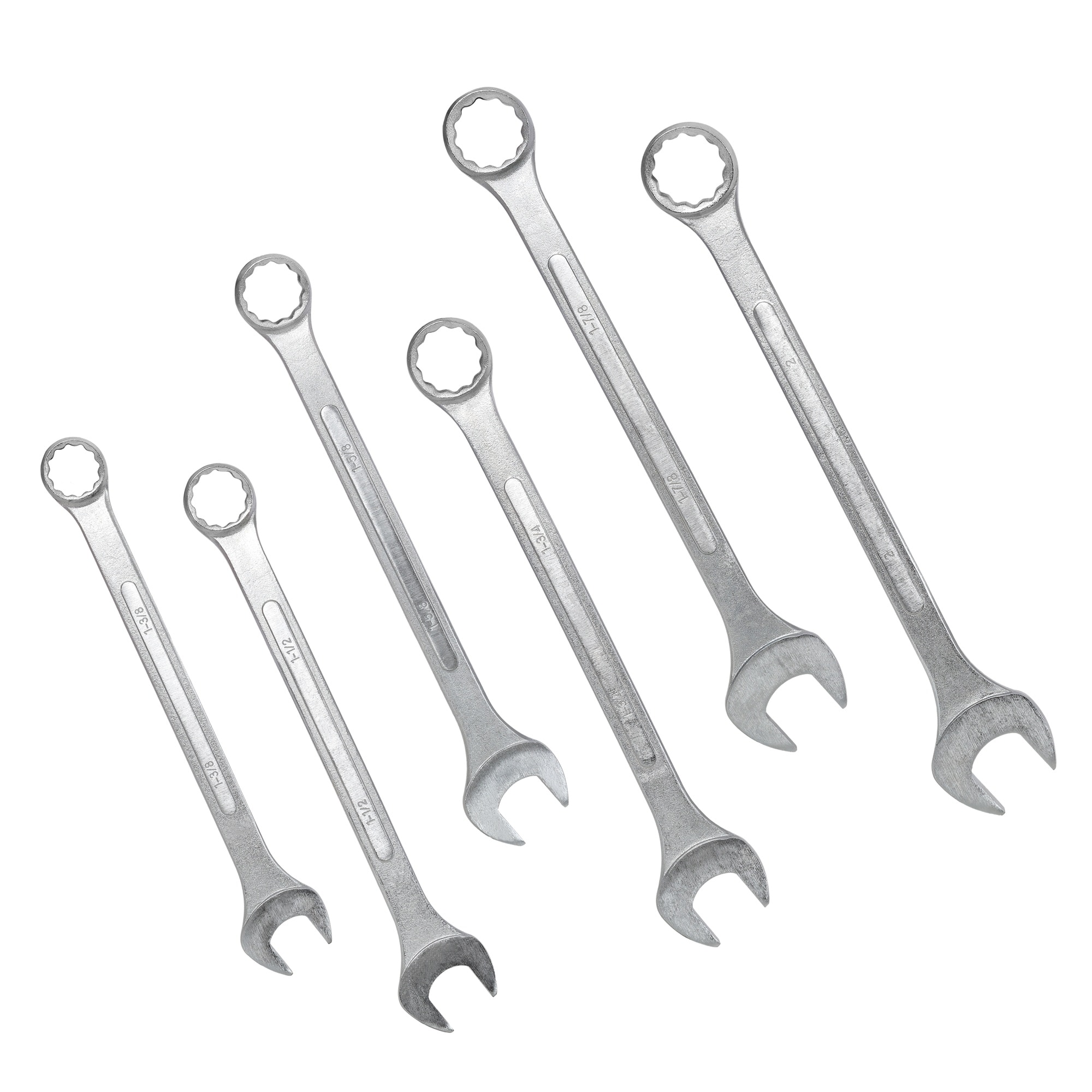 Vorene 6Pc SAE Jumbo Combination Wrench Set 1-3/8 to 2-in Chrome Plated with Green Bag
