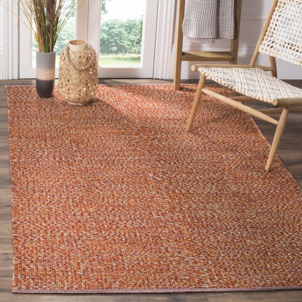 Coastal Charm Orange Wool-Viscose 6' x 9' Hand-Woven Area Rug