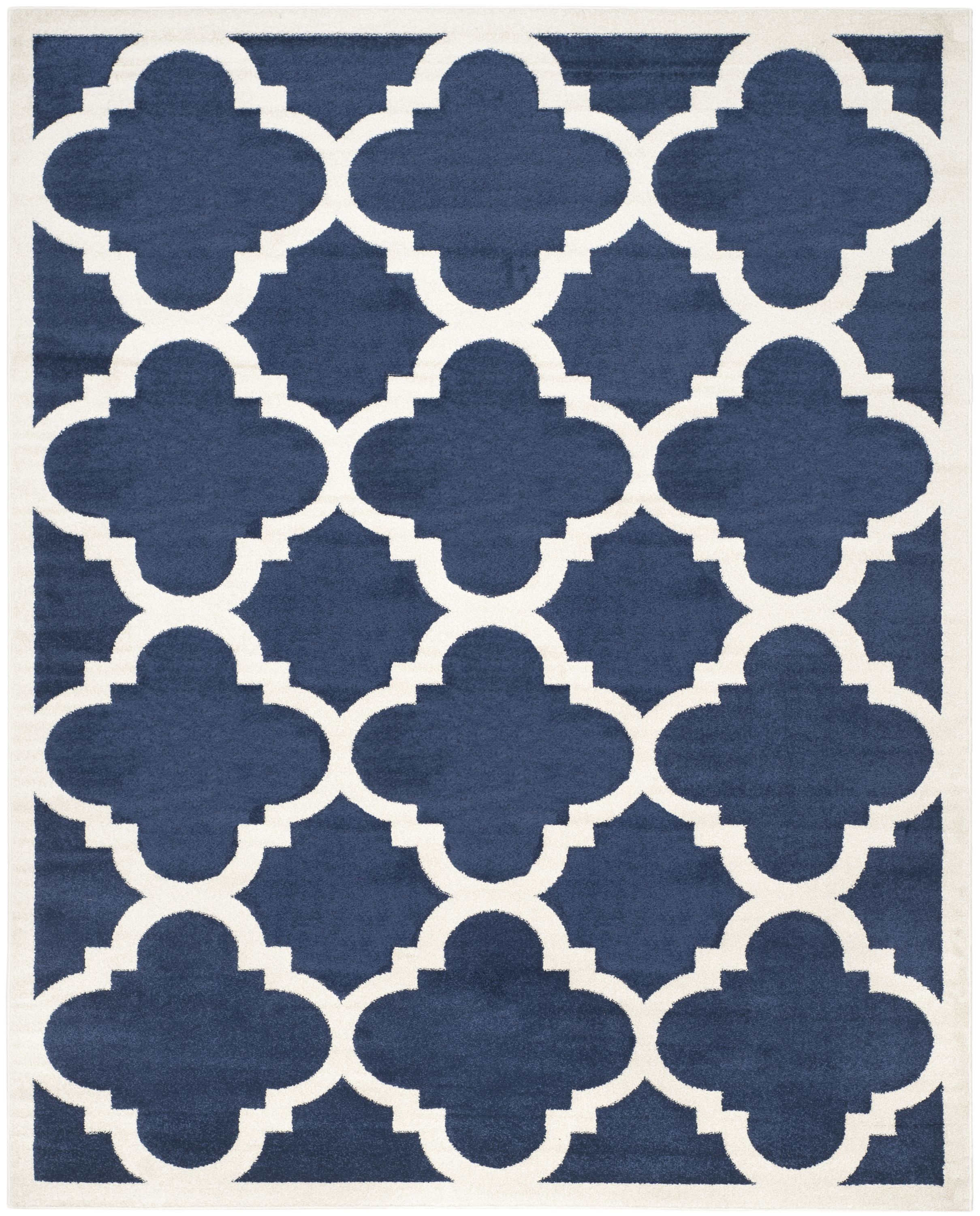 Safavieh AMT423P-8 Amherst Pompey 8 x 10 (ft) Loomed Synthetic Navy/Beige Rectangular Indoor/Outdoor Geometric Area rug