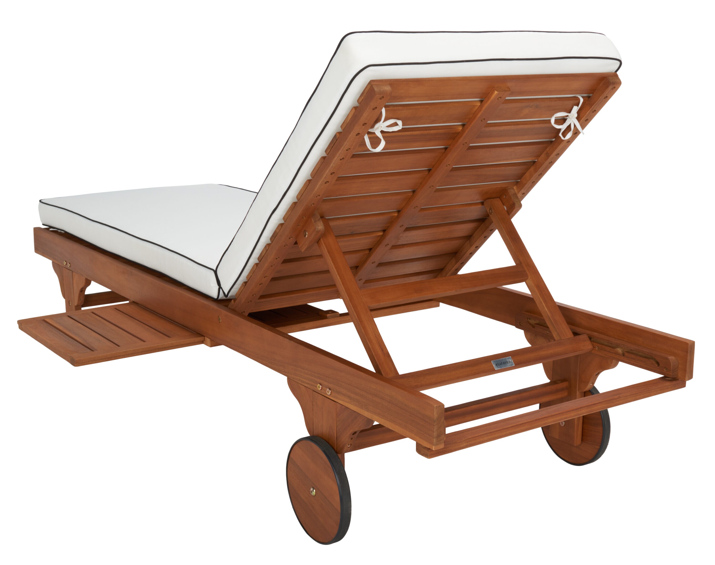 Newport Natural Acacia Wood Outdoor Lounge Chair with Cushions