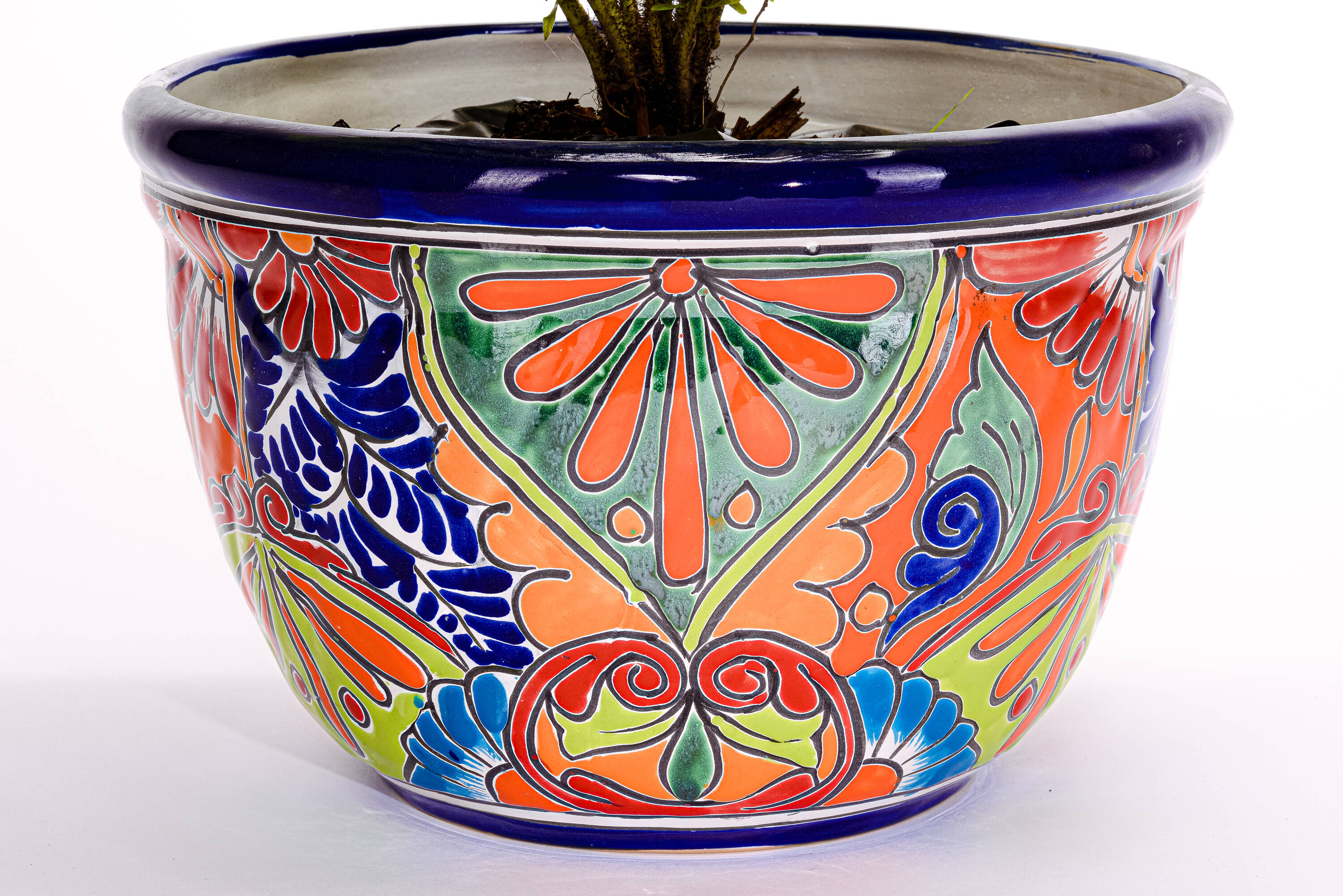 Evergreen 2CG836 Round 8.0-in W Medium Multiple colors/finishes Ceramic Indoor/Outdoor Planter with Drainage Holes
