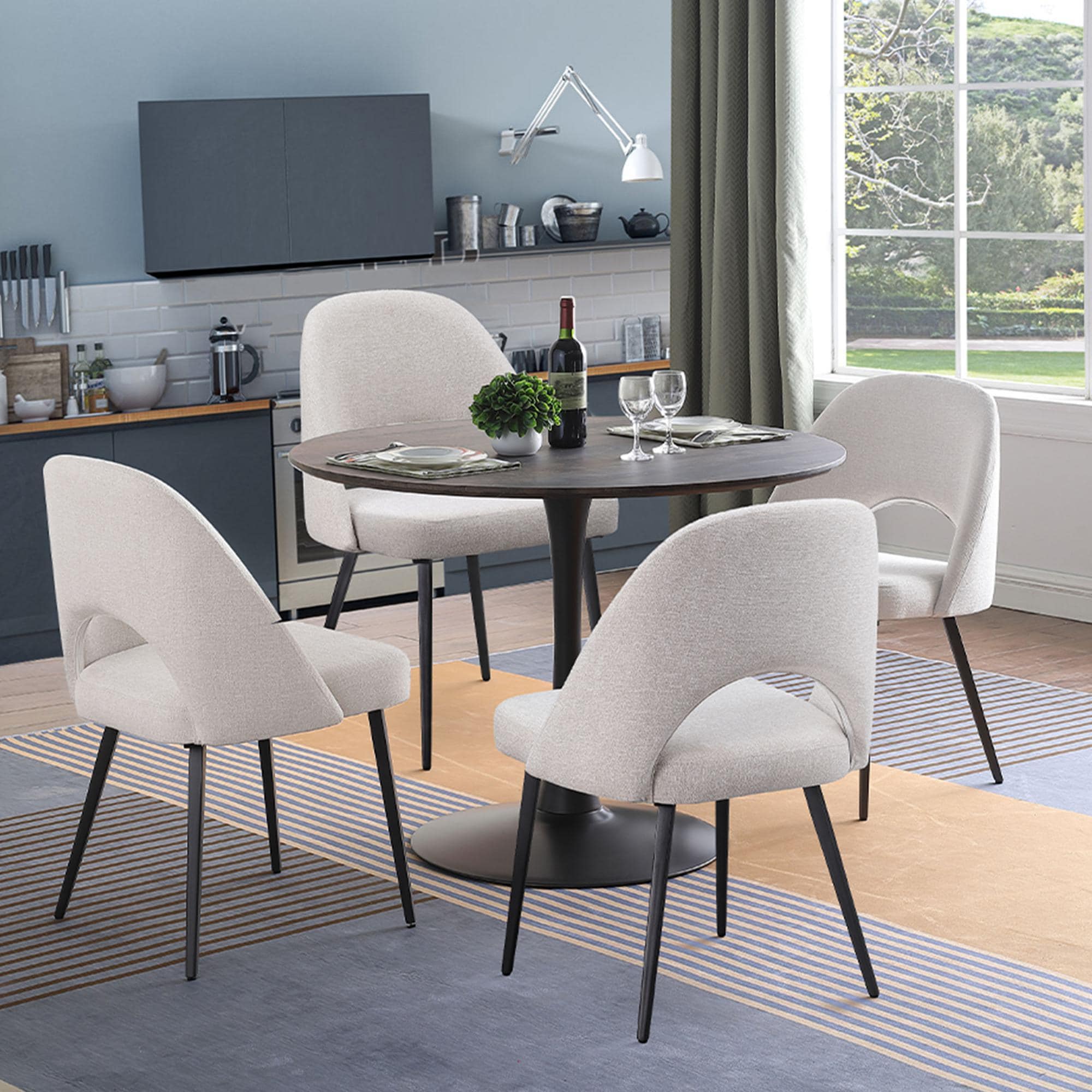 FARATI D2004-RTC-BEIGE beige Contemporary/Modern Dining Room Set with Round Table ( Seats 4 )