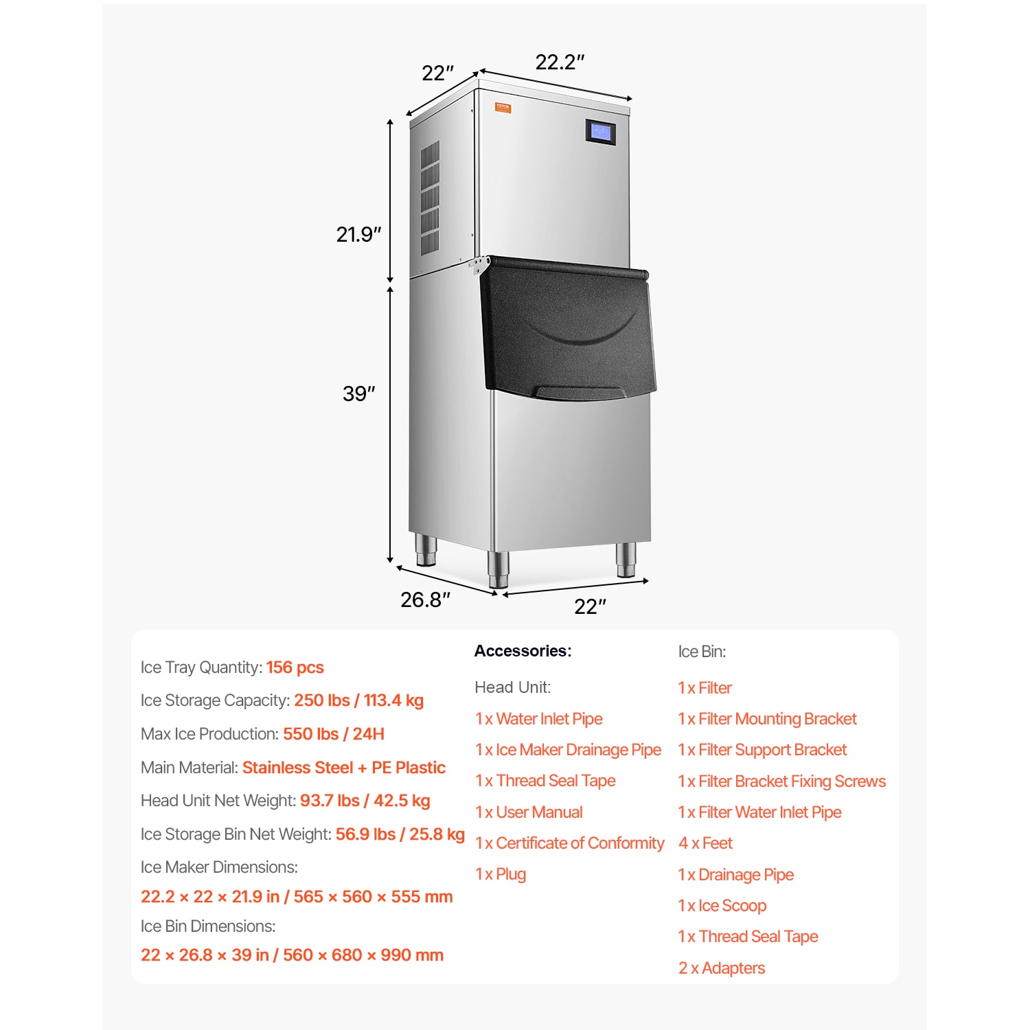 VEVOR ZBJLB-400T-ZH0001V1 Ice-Makers - View #9